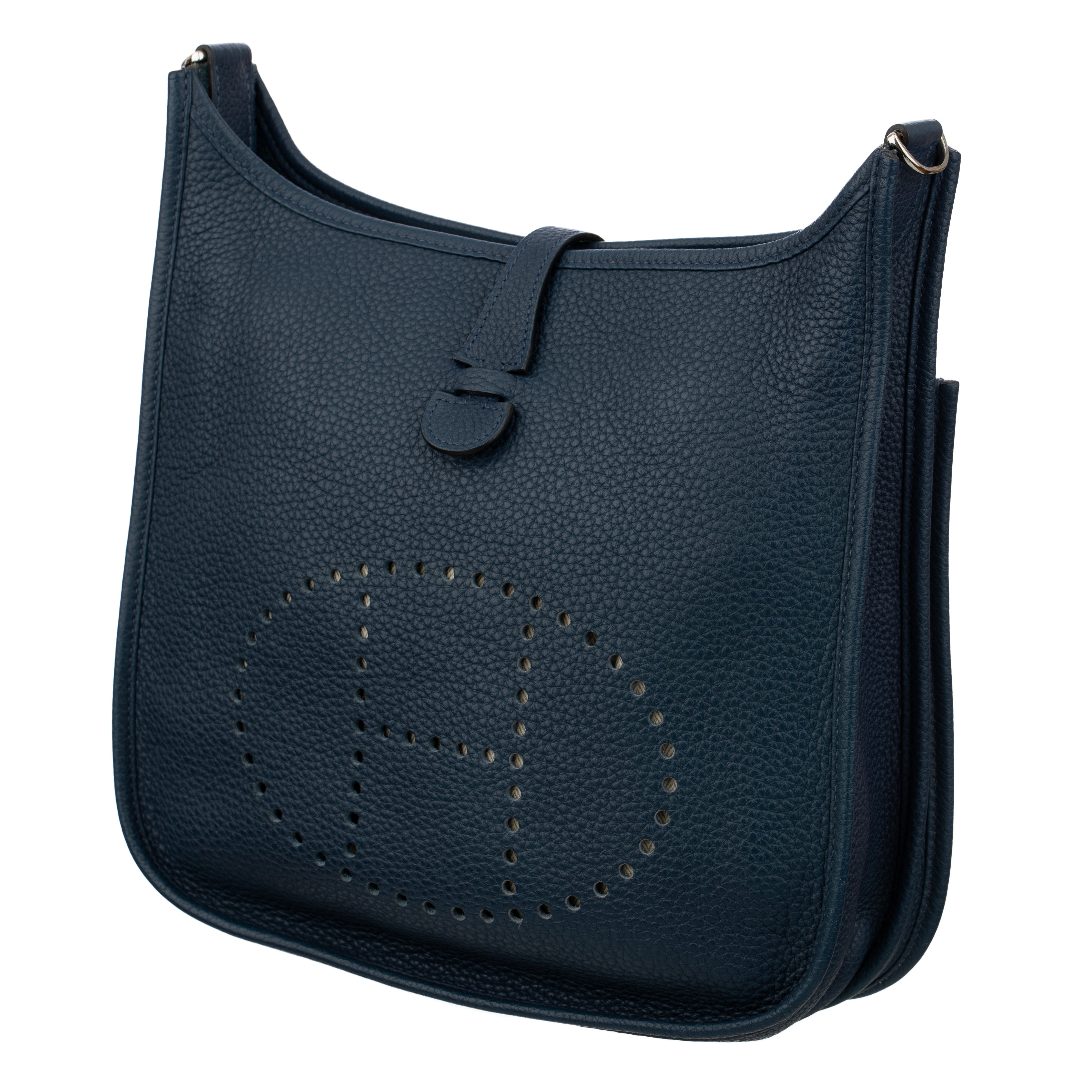 Hermes Evelyn PM Blue Nuit Clemence Leather Palladium Hardware