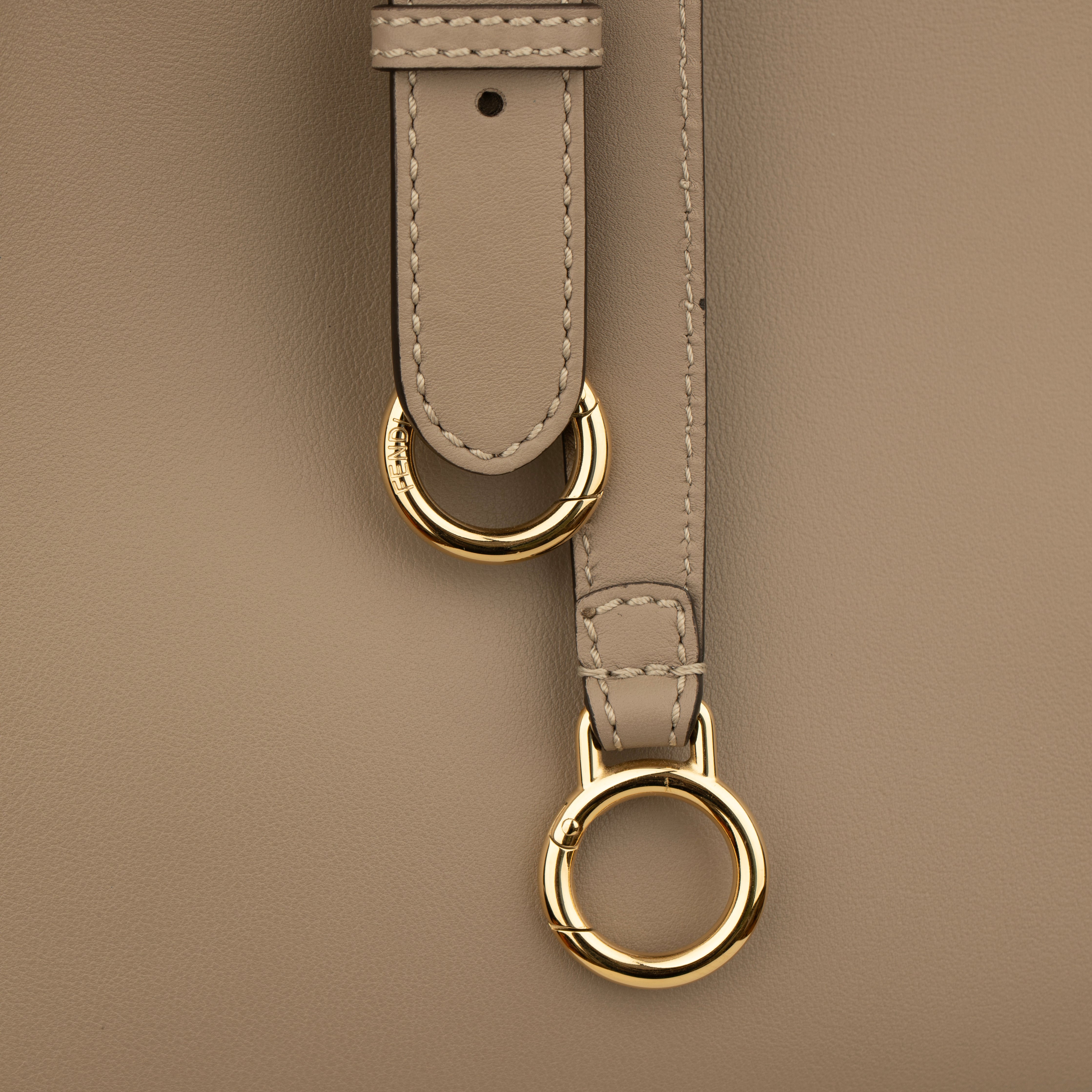 Fendi Medium Peekaboo Bag In Taupe Leather With Gold Hardware