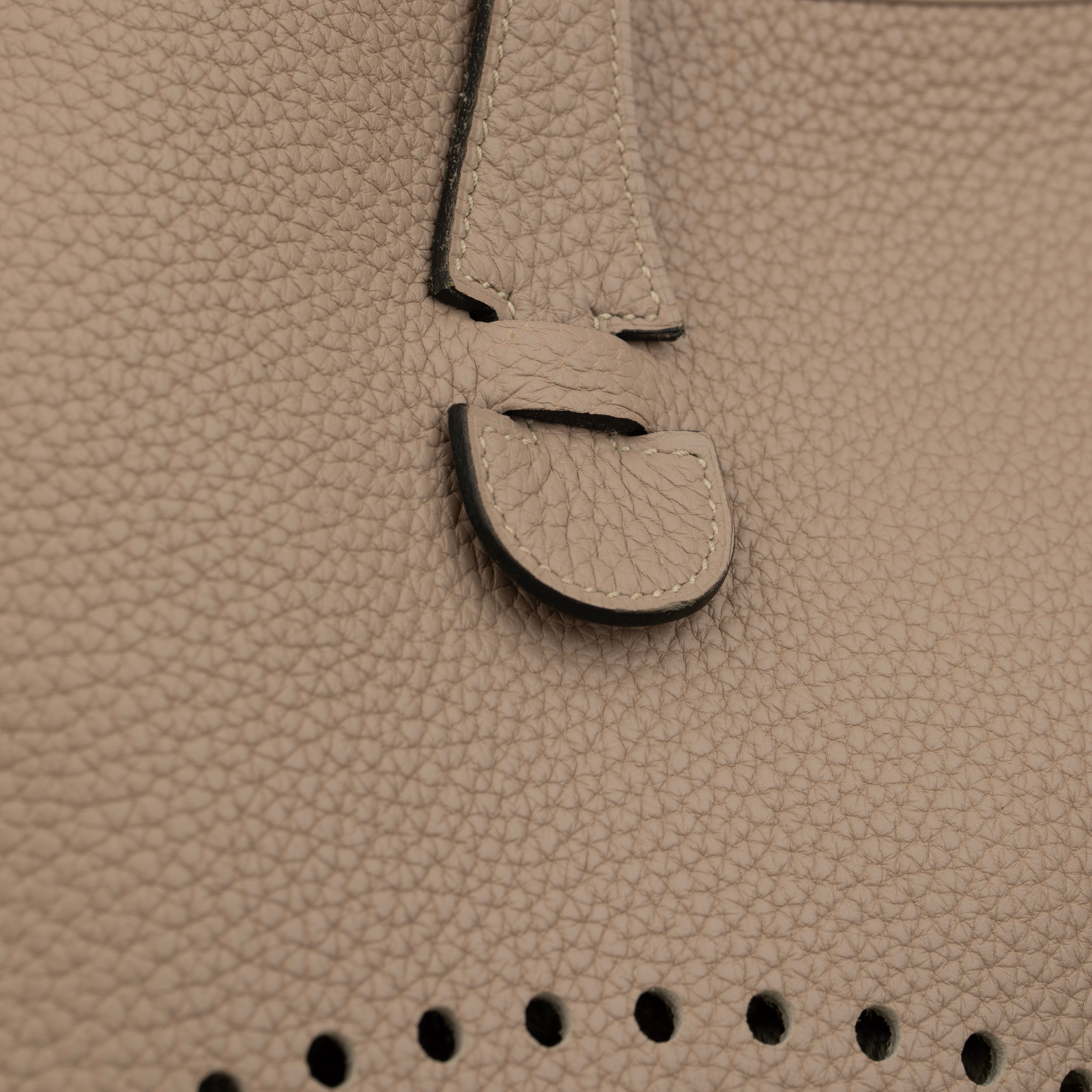 Hermes Evelyn PM Gris Tourterelle Clemence  Leather Palladium Hardware