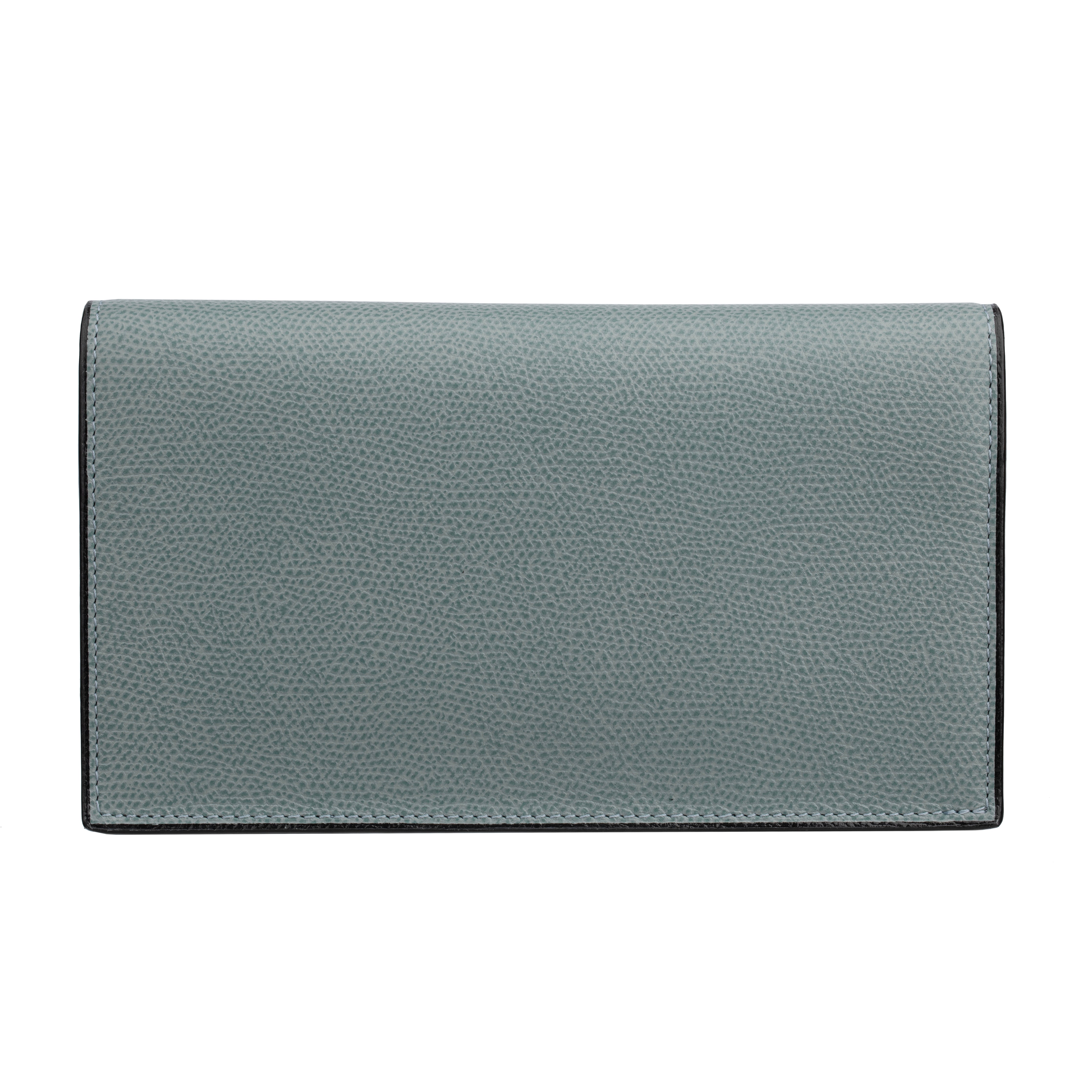 Brera Purse Wallet Smokey Blue Grained Leather Gold Tone Hardware