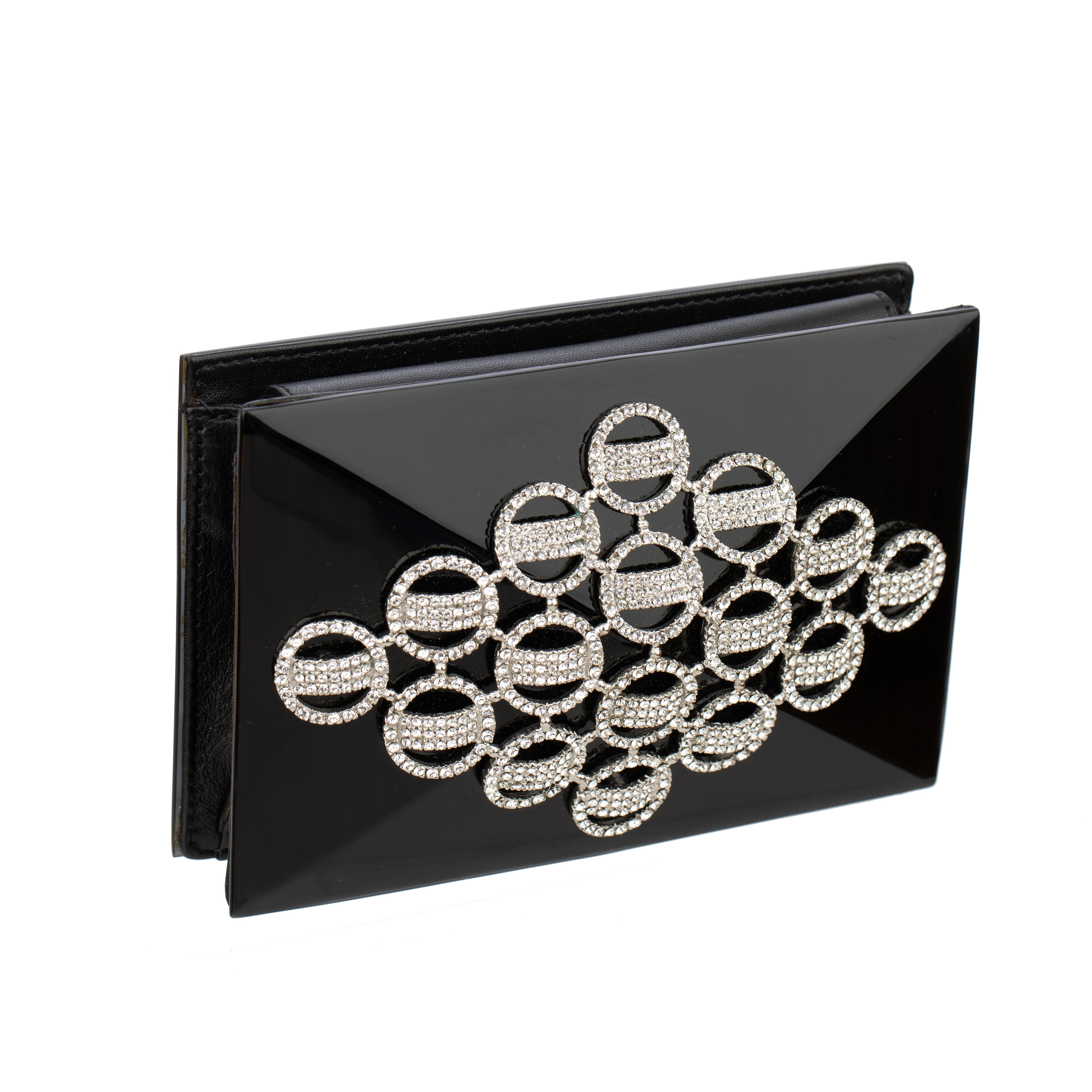 Jimmy Choo Black Acrylic Mini Clutch With Crystal Details