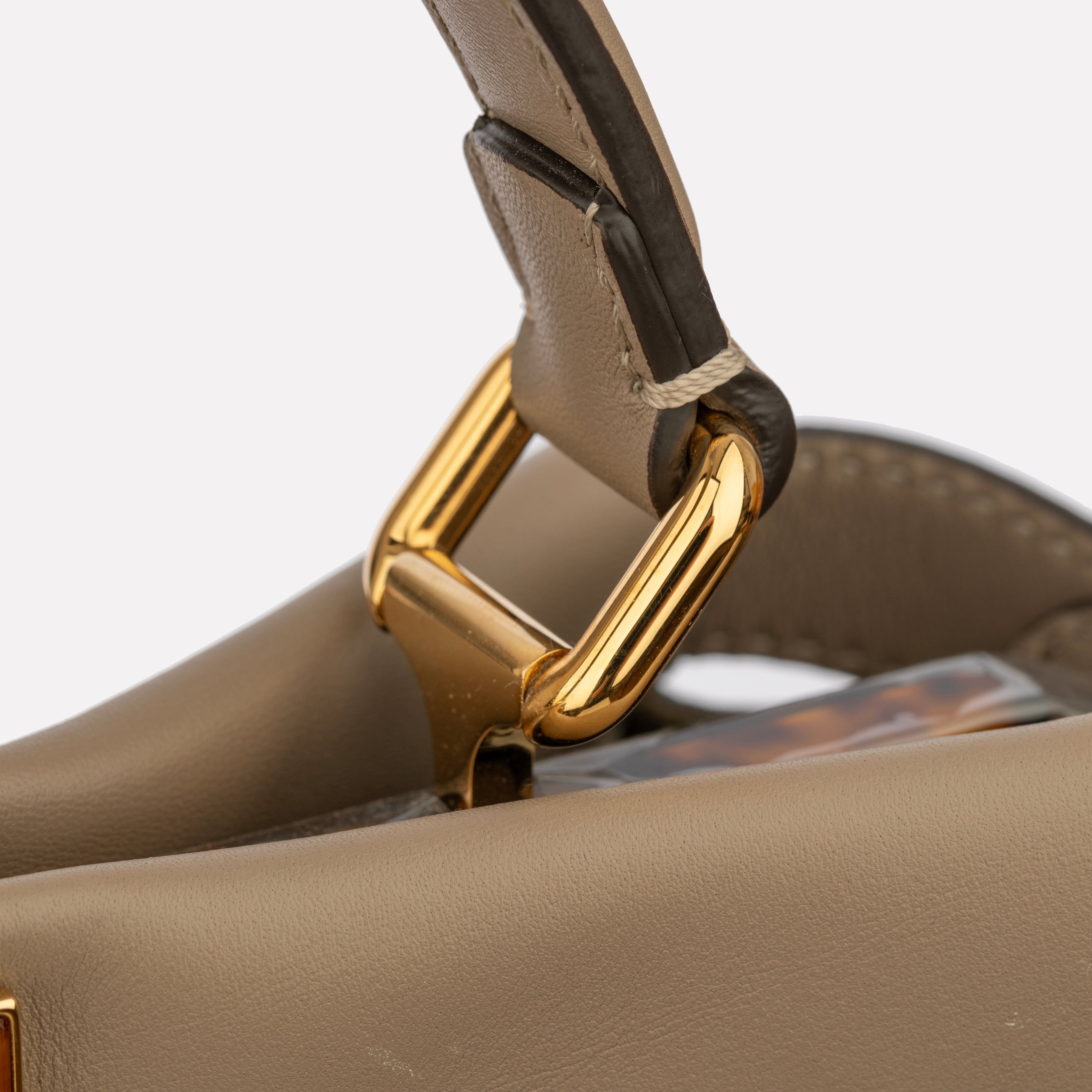 Fendi Medium Peekaboo Bag In Taupe Leather With Gold Hardware
