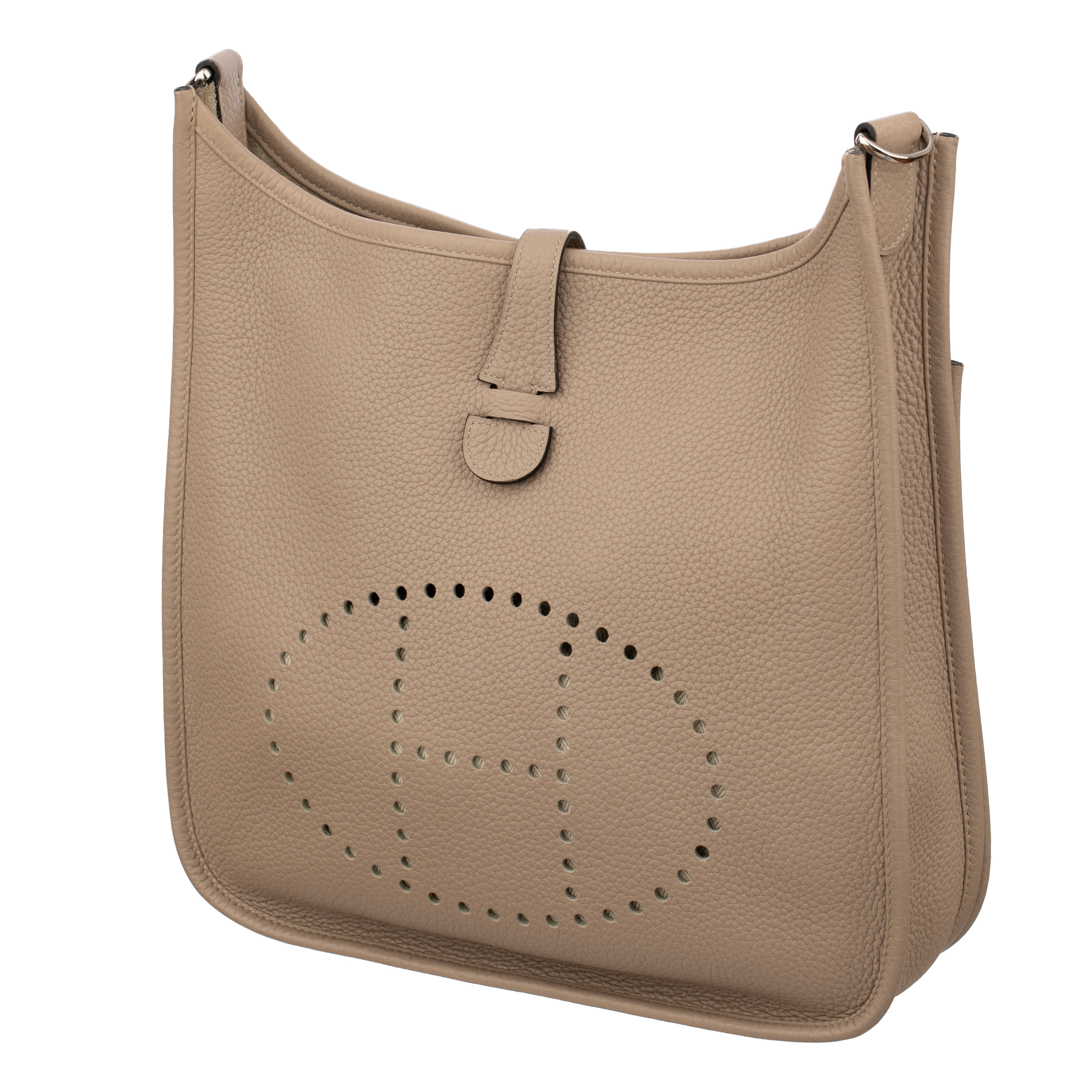 Hermes Evelyn PM Gris Tourterelle Clemence  Leather Palladium Hardware