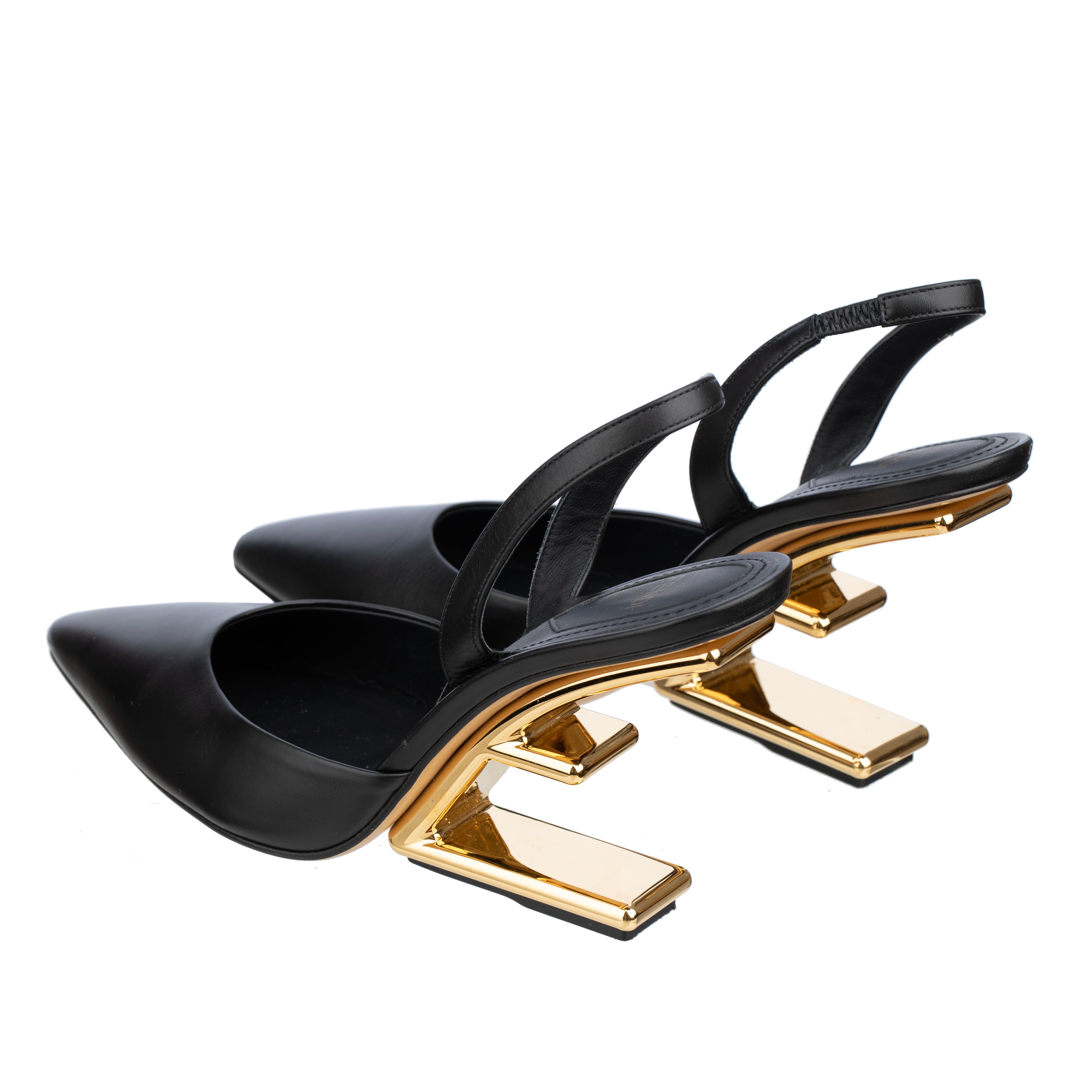 Fendi Pointed Leather Pumps In Black - Size | 39 IT