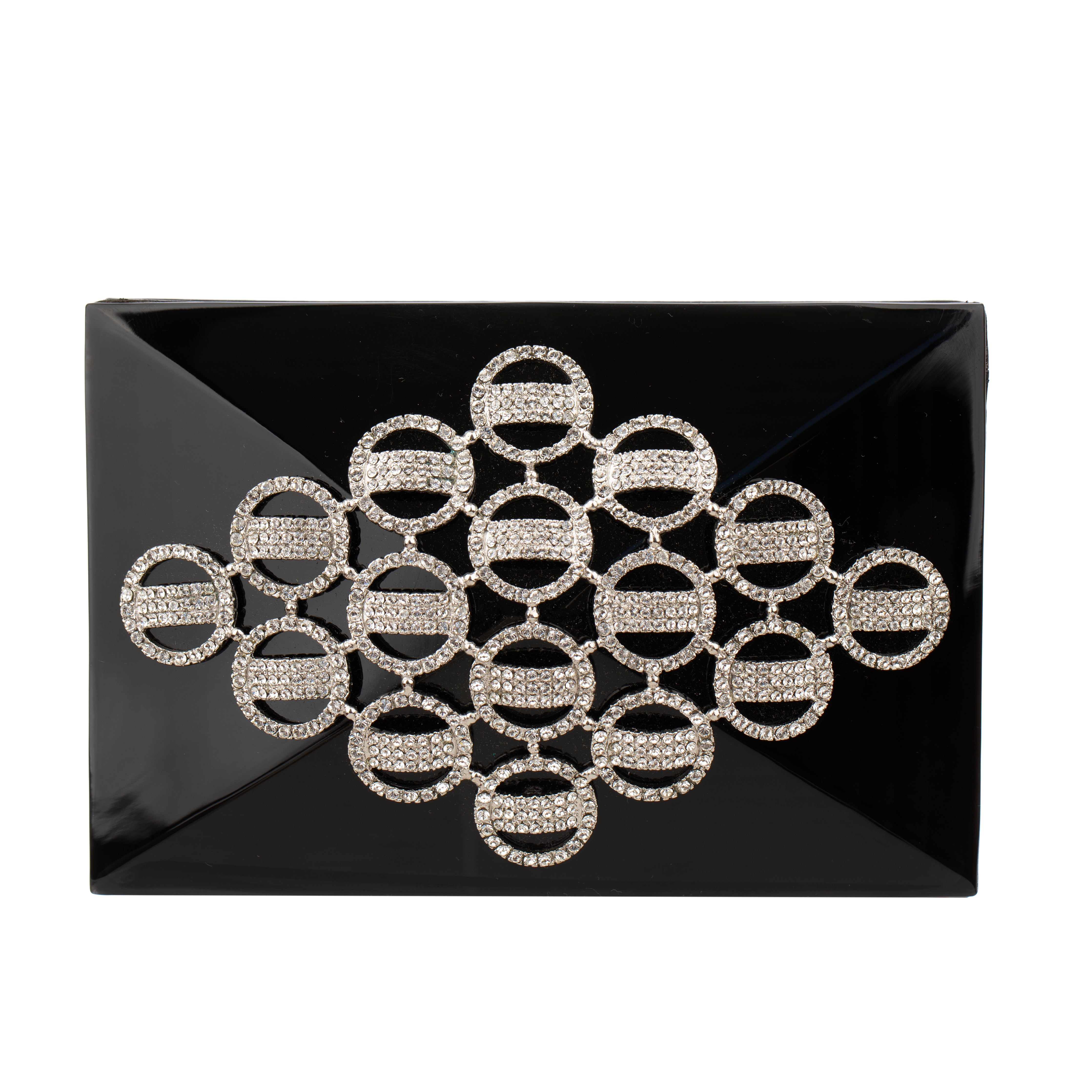 Jimmy Choo Black Acrylic Mini Clutch With Crystal Details