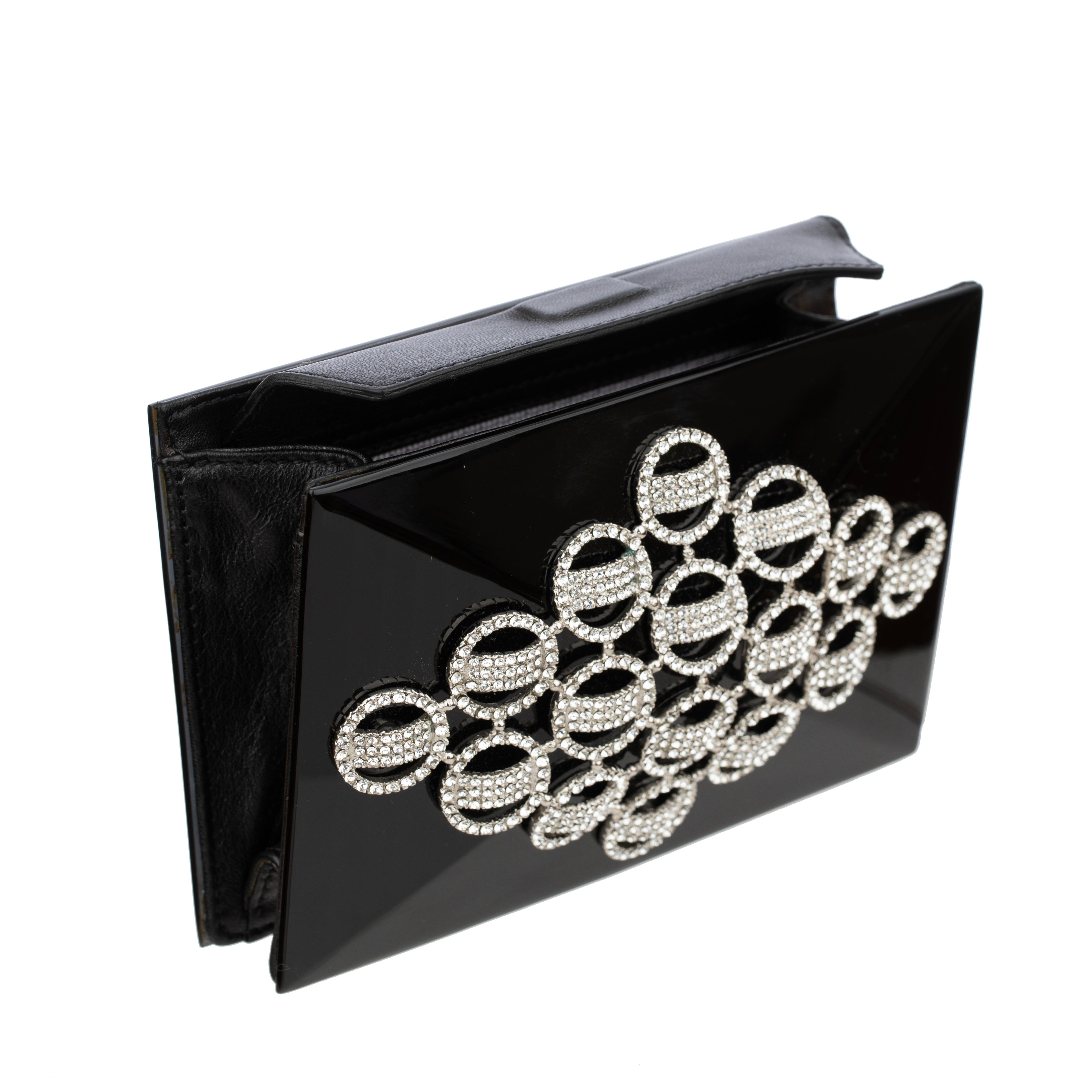Jimmy Choo Black Acrylic Mini Clutch With Crystal Details