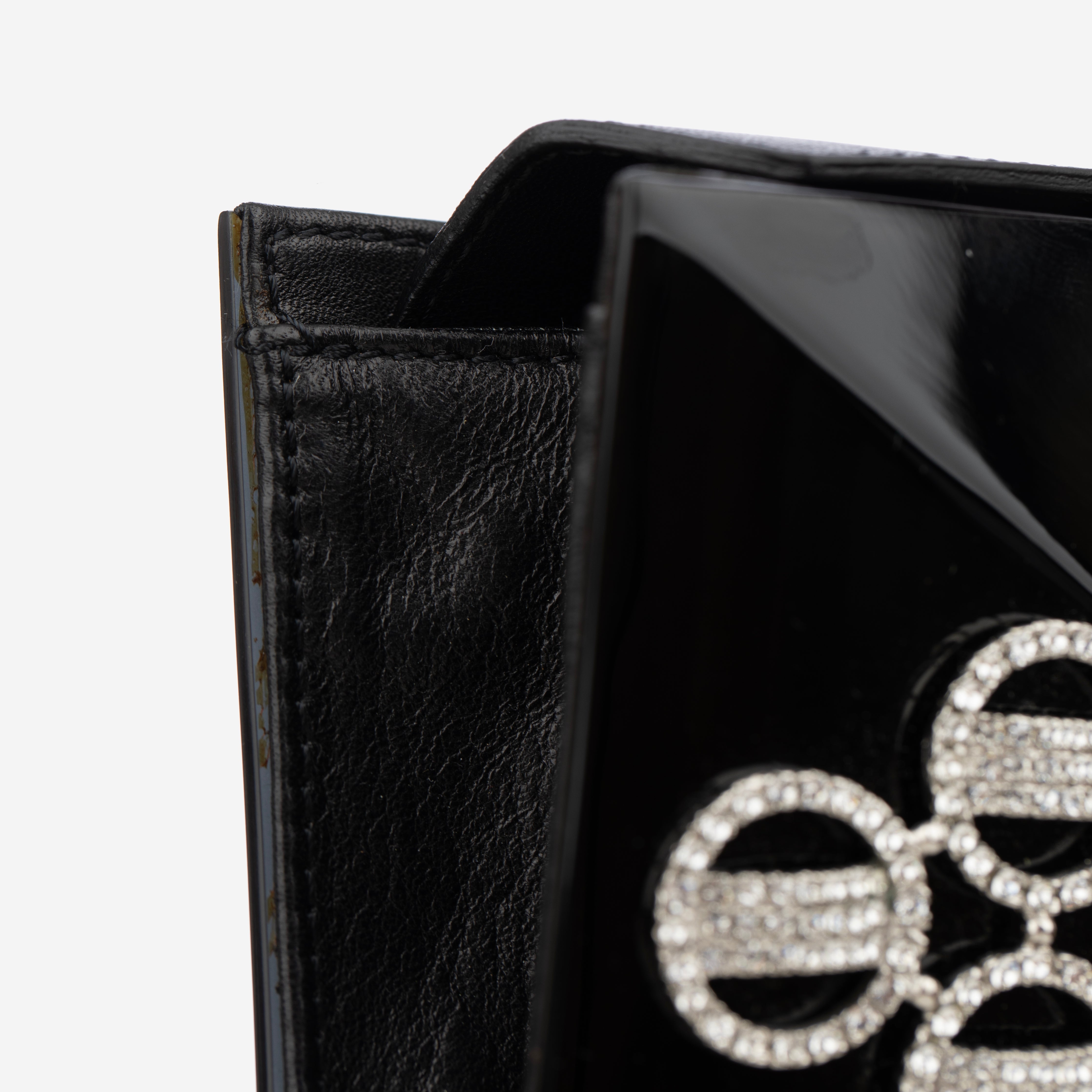 Jimmy Choo Black Acrylic Mini Clutch With Crystal Details