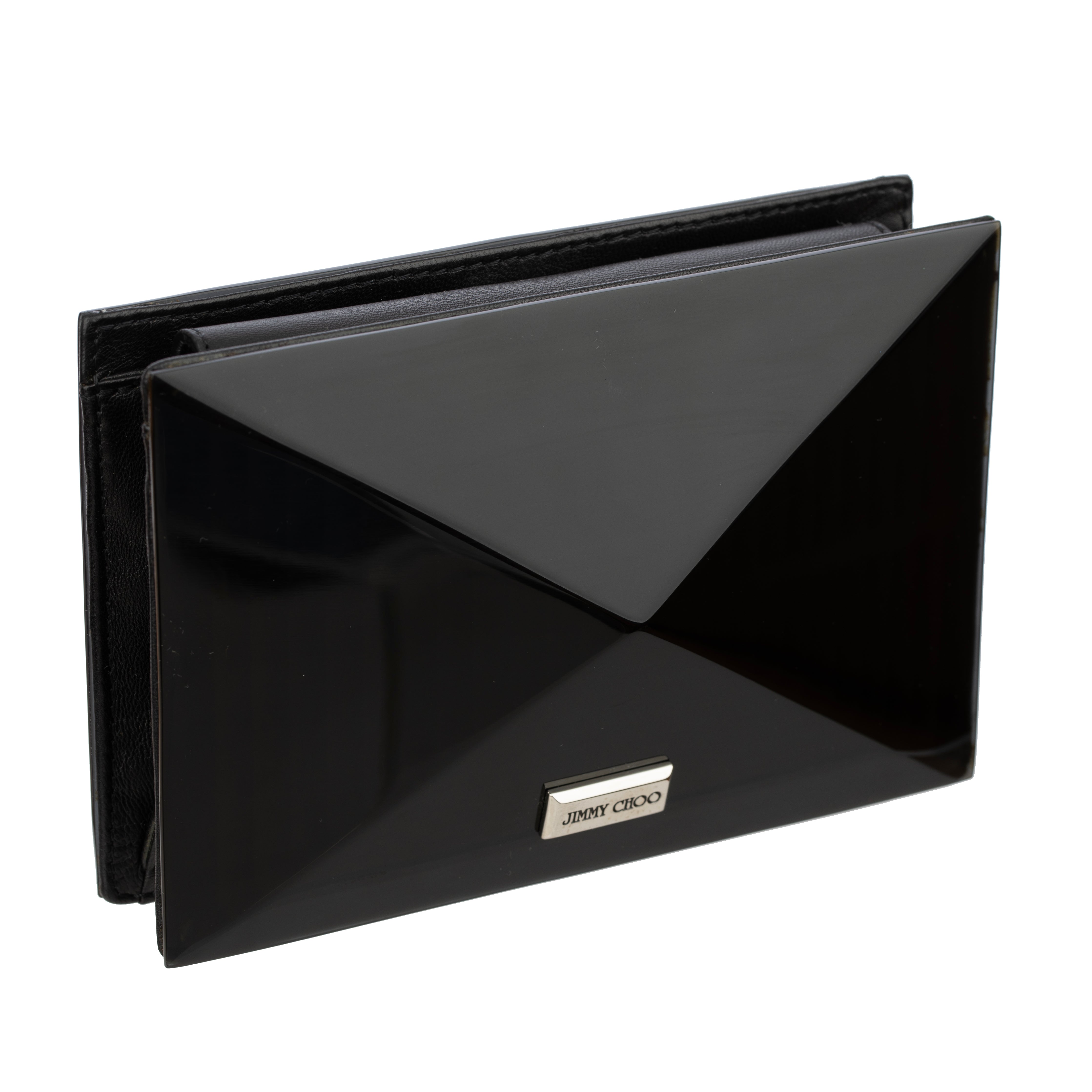 Jimmy Choo Black Acrylic Mini Clutch With Crystal Details