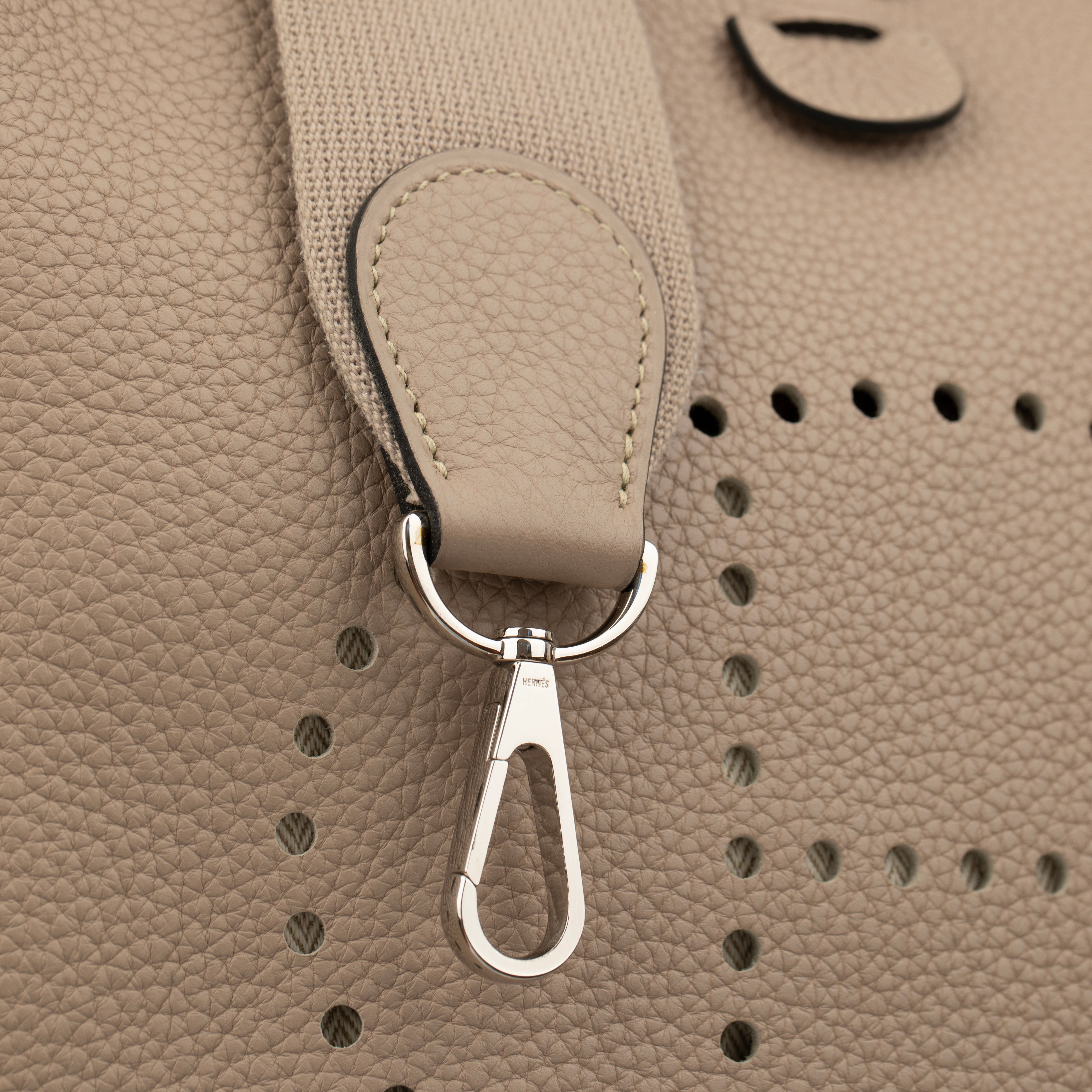 Hermes Evelyn PM Gris Tourterelle Clemence  Leather Palladium Hardware