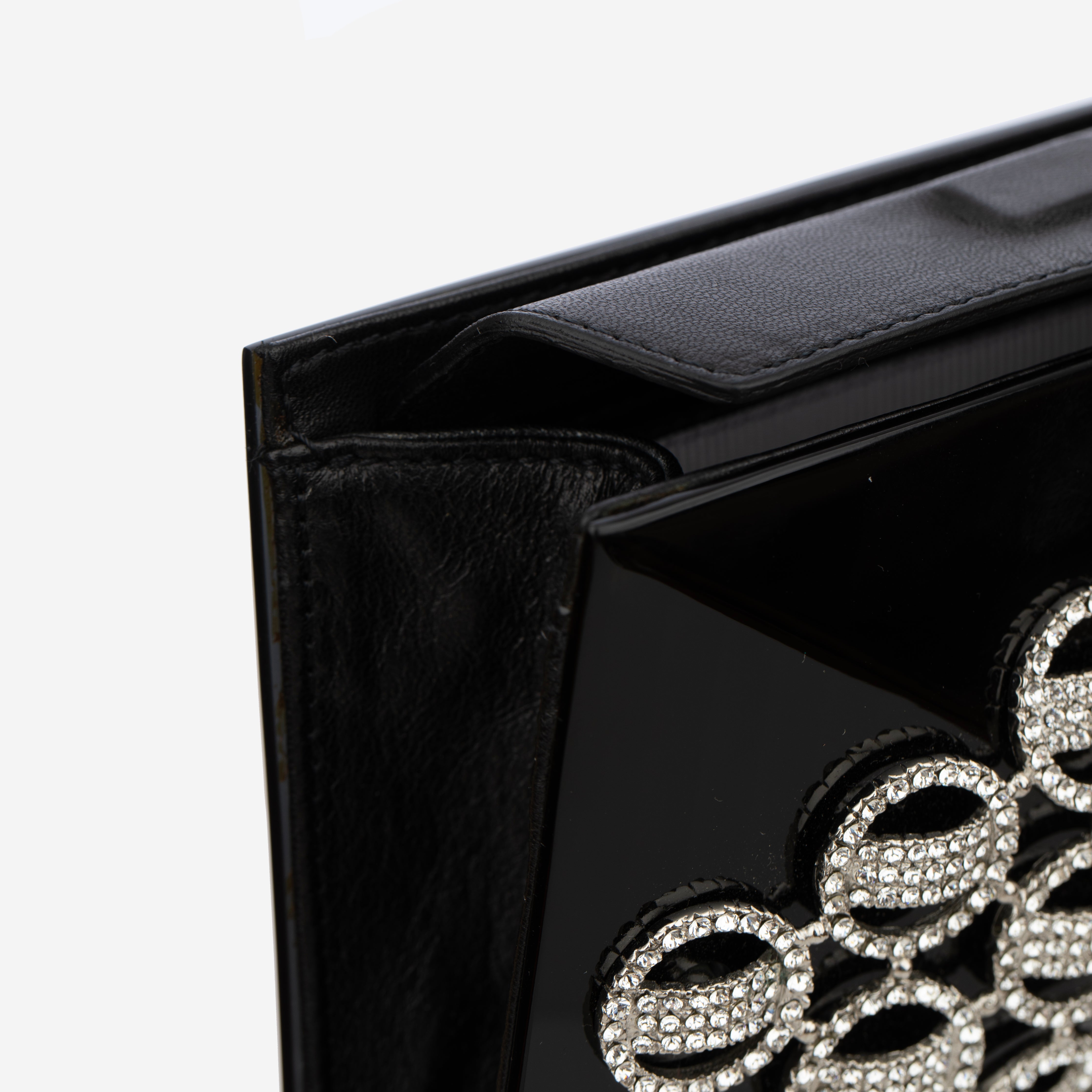 Jimmy Choo Black Acrylic Mini Clutch With Crystal Details