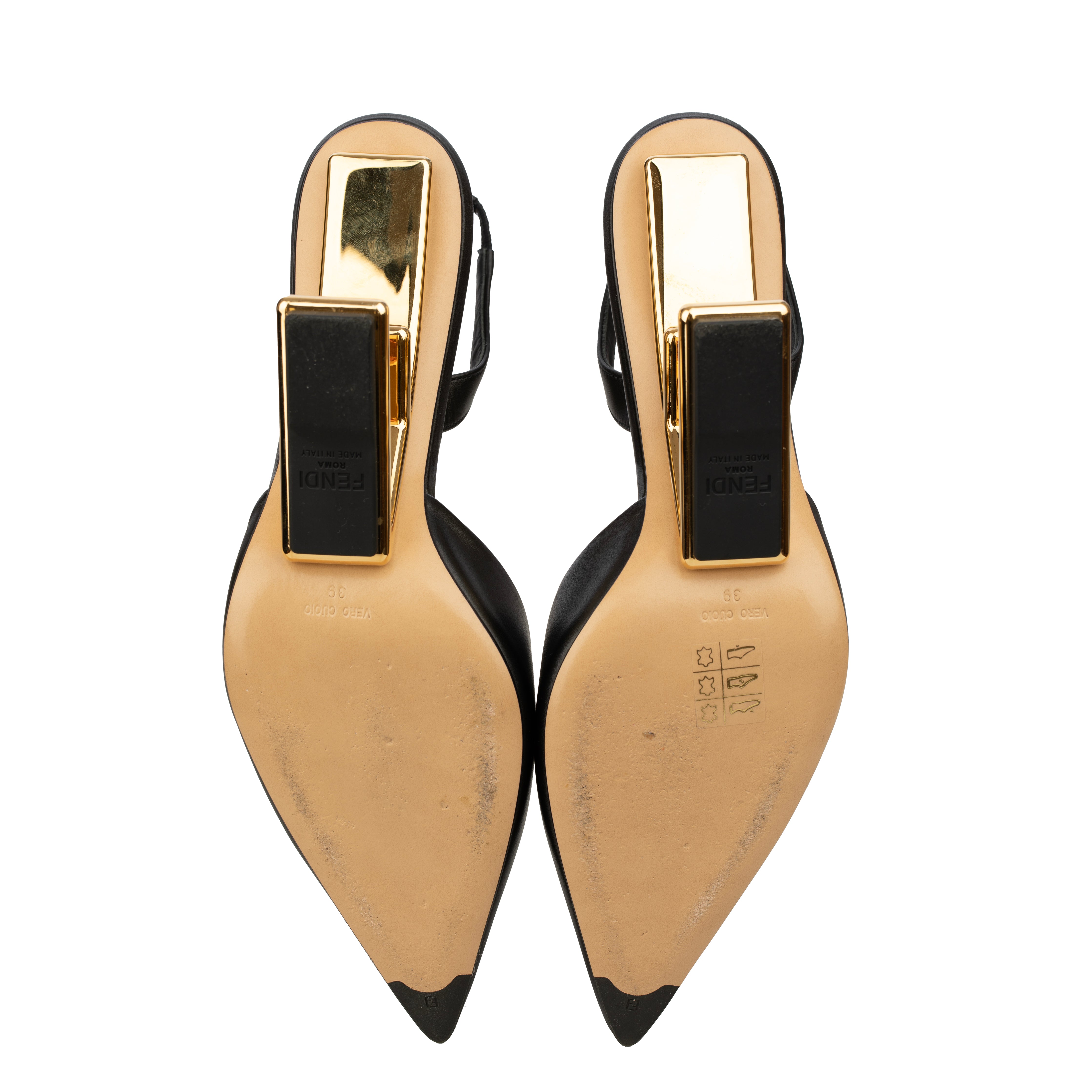 Fendi Pointed Leather Pumps In Black - Size | 39 IT