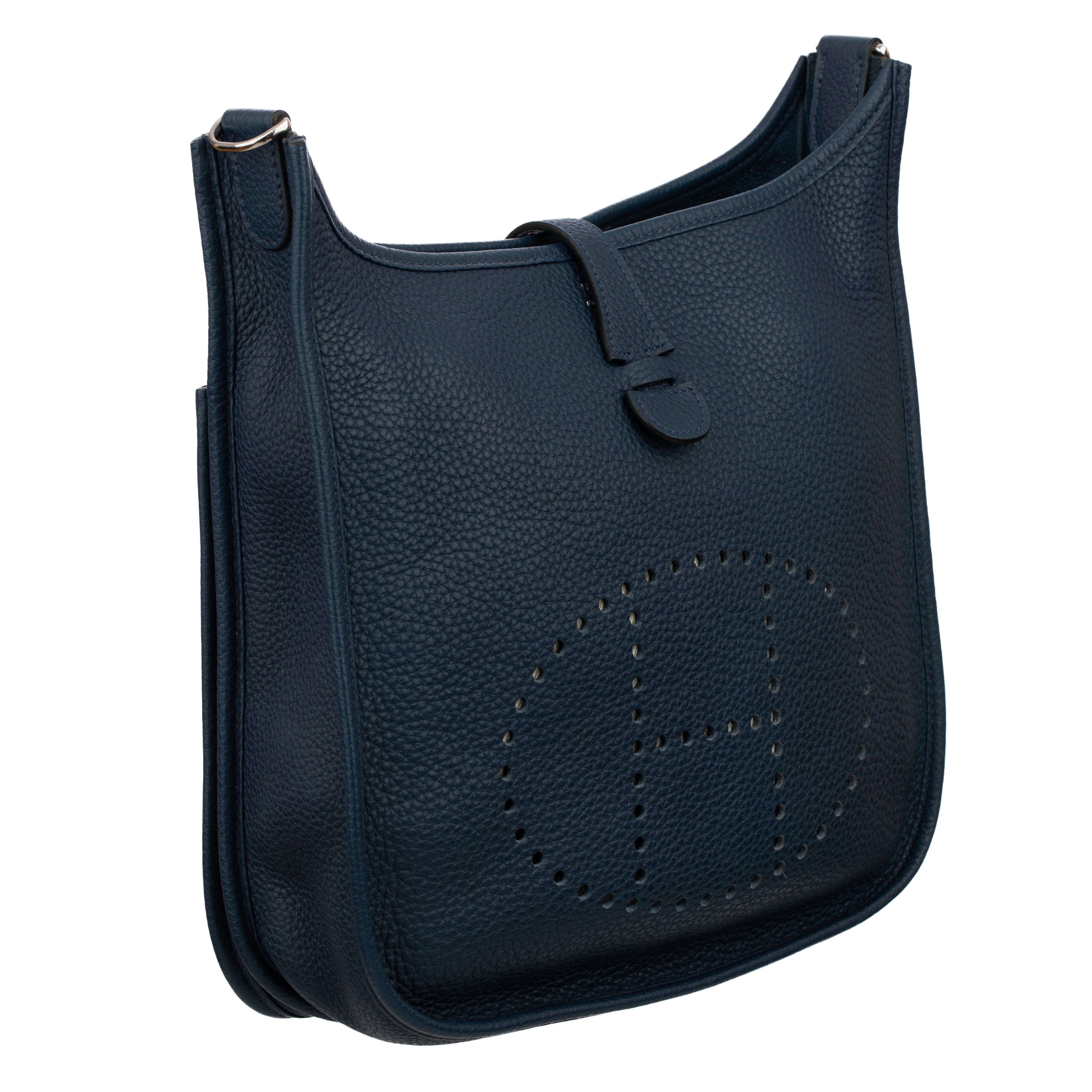 Hermes Evelyn PM Blue Nuit Clemence Leather Palladium Hardware