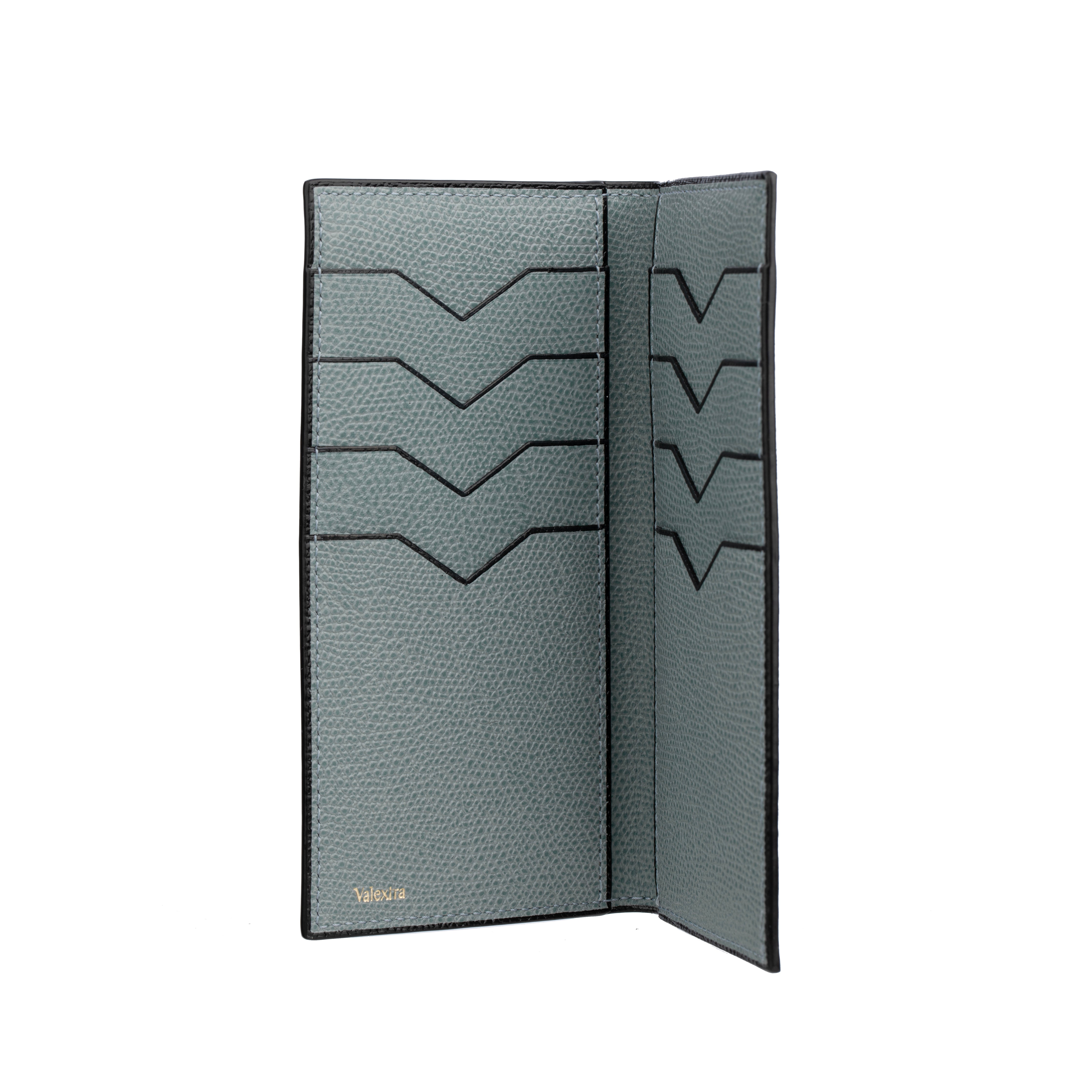 Brera Purse Wallet Smokey Blue Grained Leather Gold Tone Hardware