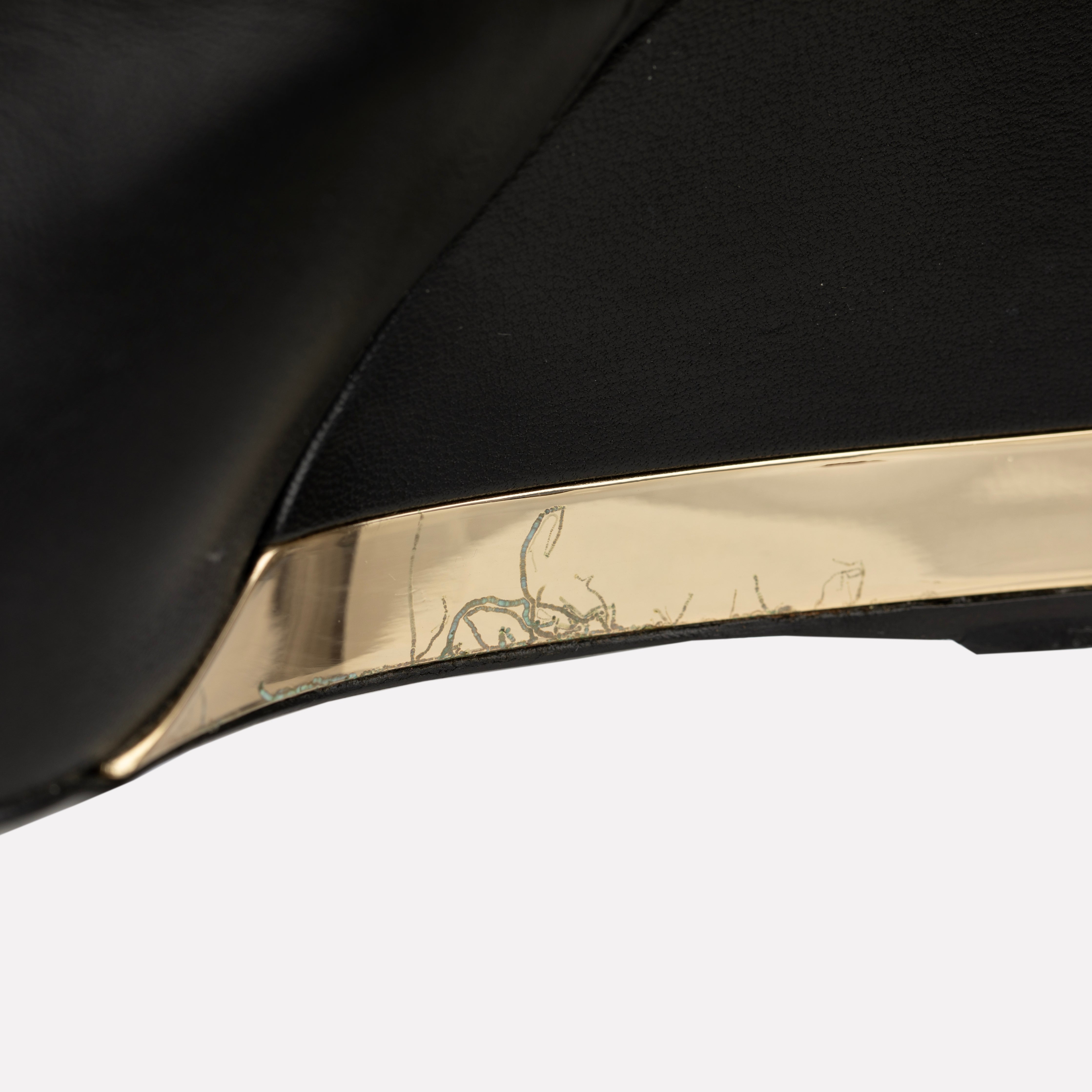 Chanel Wedge Booties In Black Leather With Gold Details - Size | 38 C FR