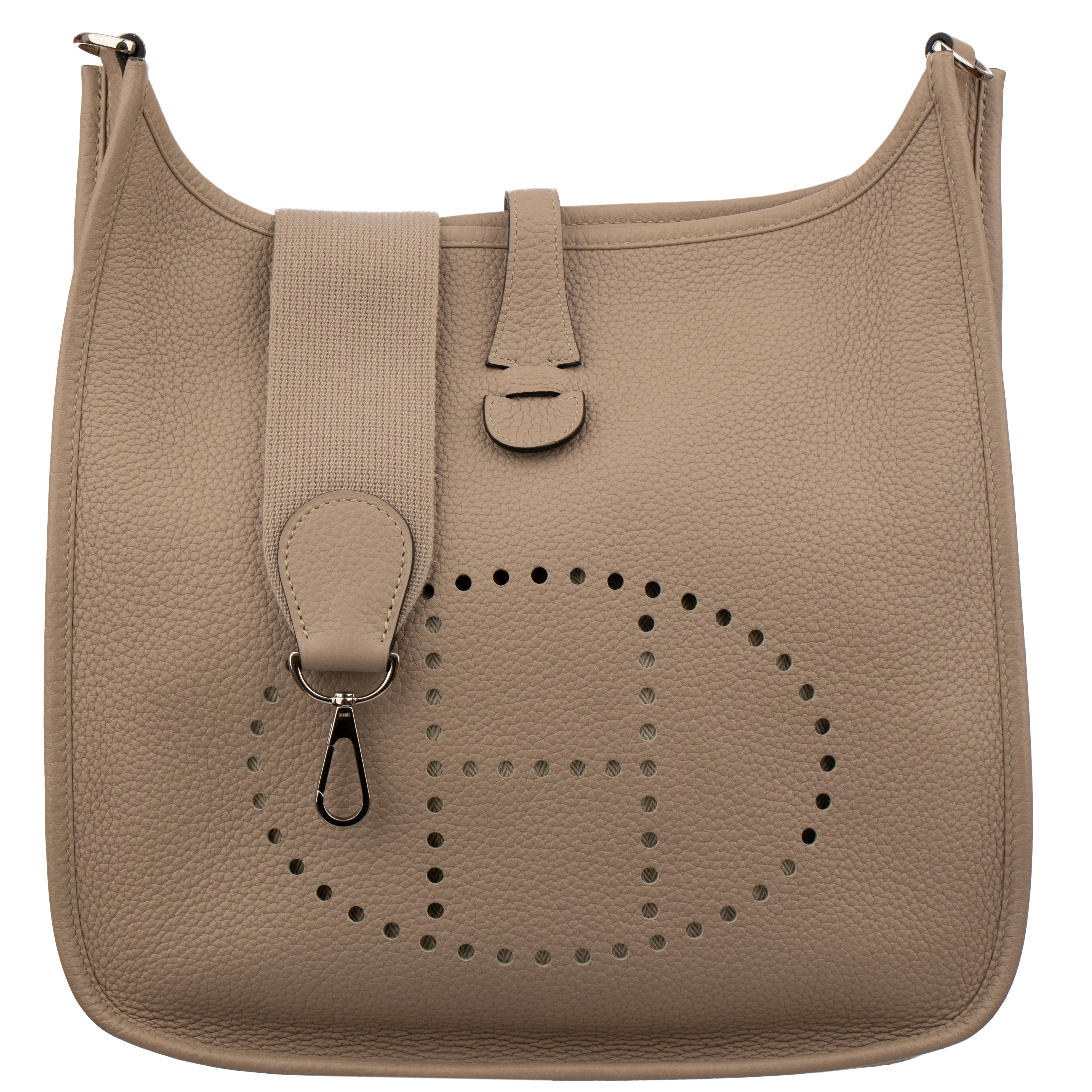 Hermes Evelyn PM Gris Tourterelle Clemence  Leather Palladium Hardware