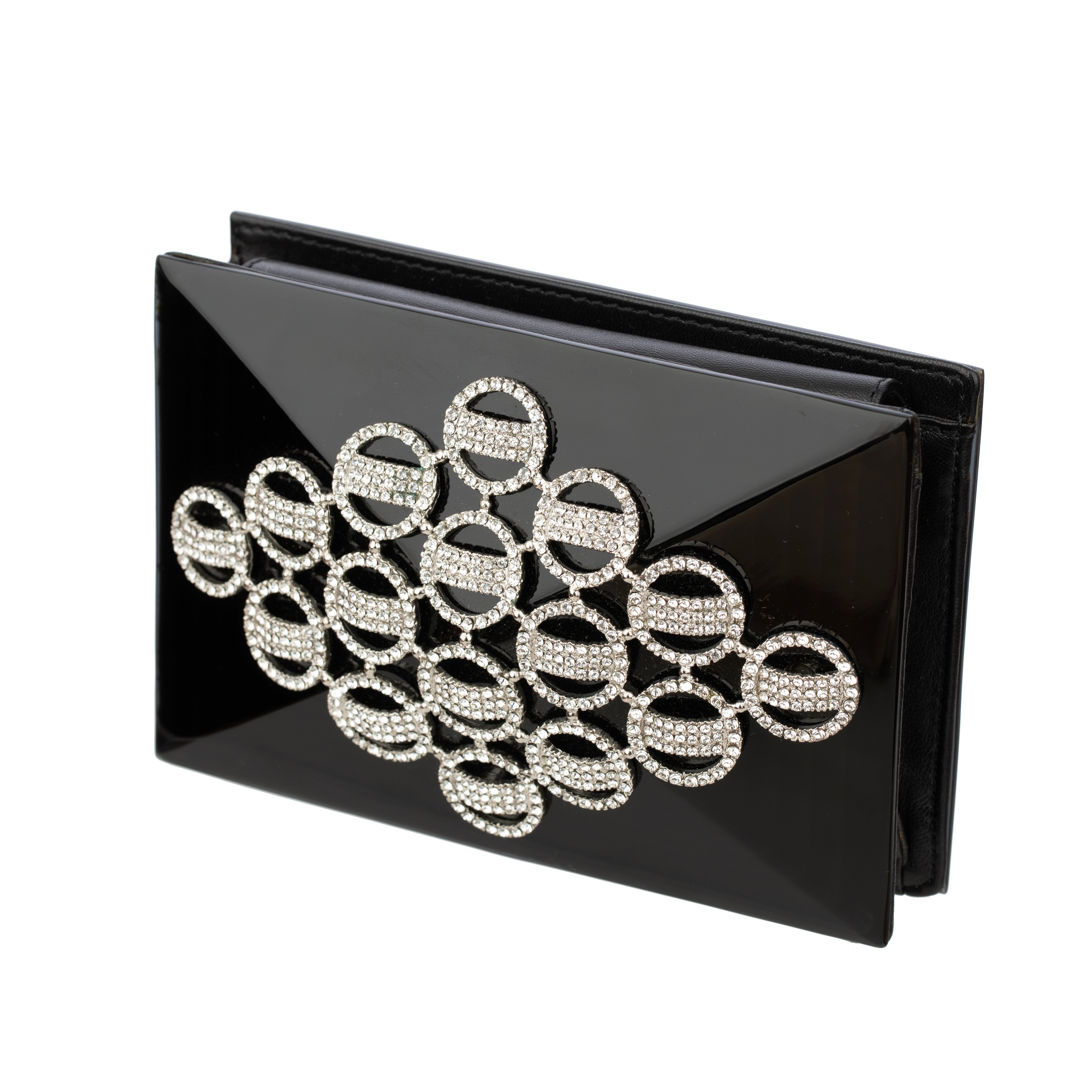 Jimmy Choo Black Acrylic Mini Clutch With Crystal Details