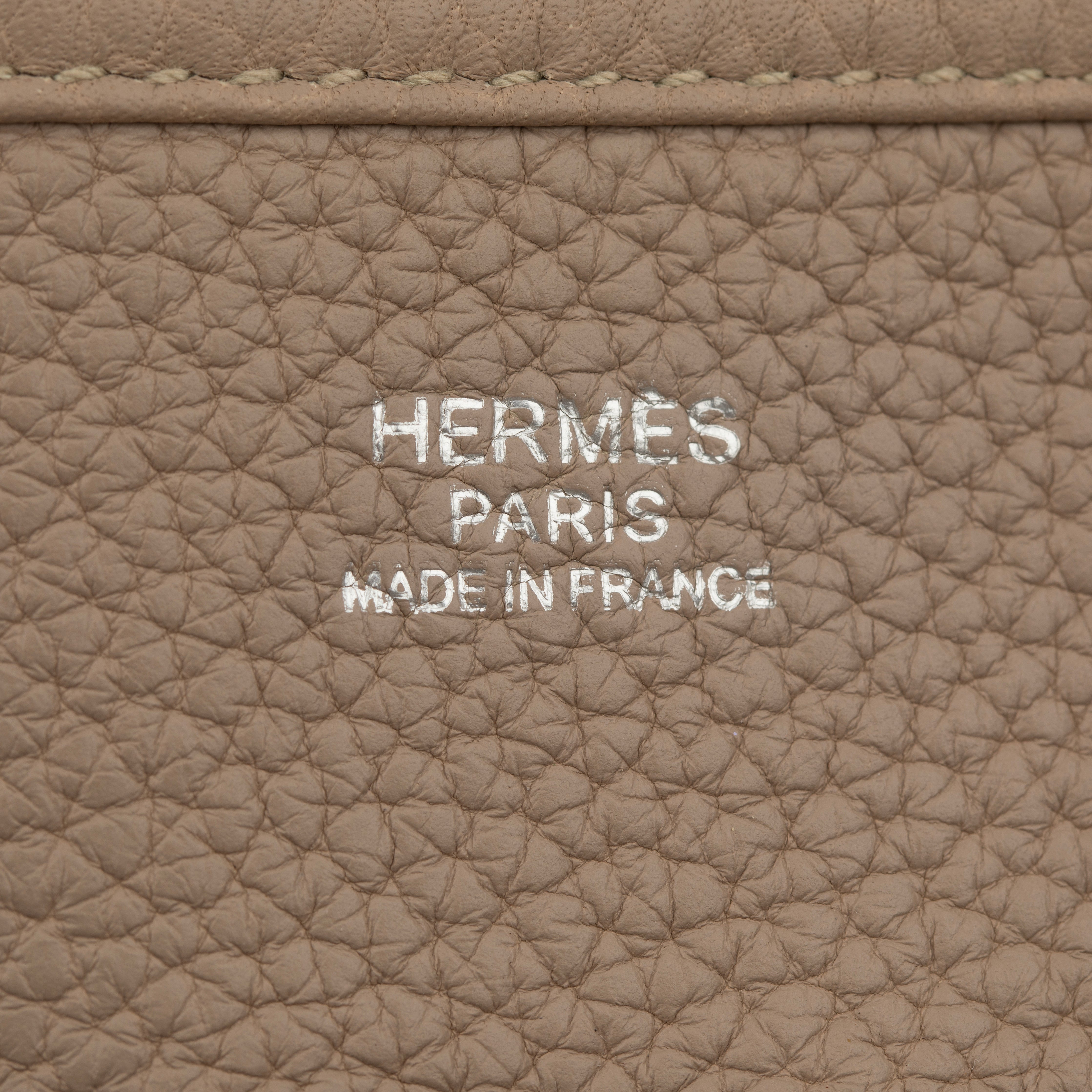 Hermes Evelyn PM Gris Tourterelle Clemence  Leather Palladium Hardware