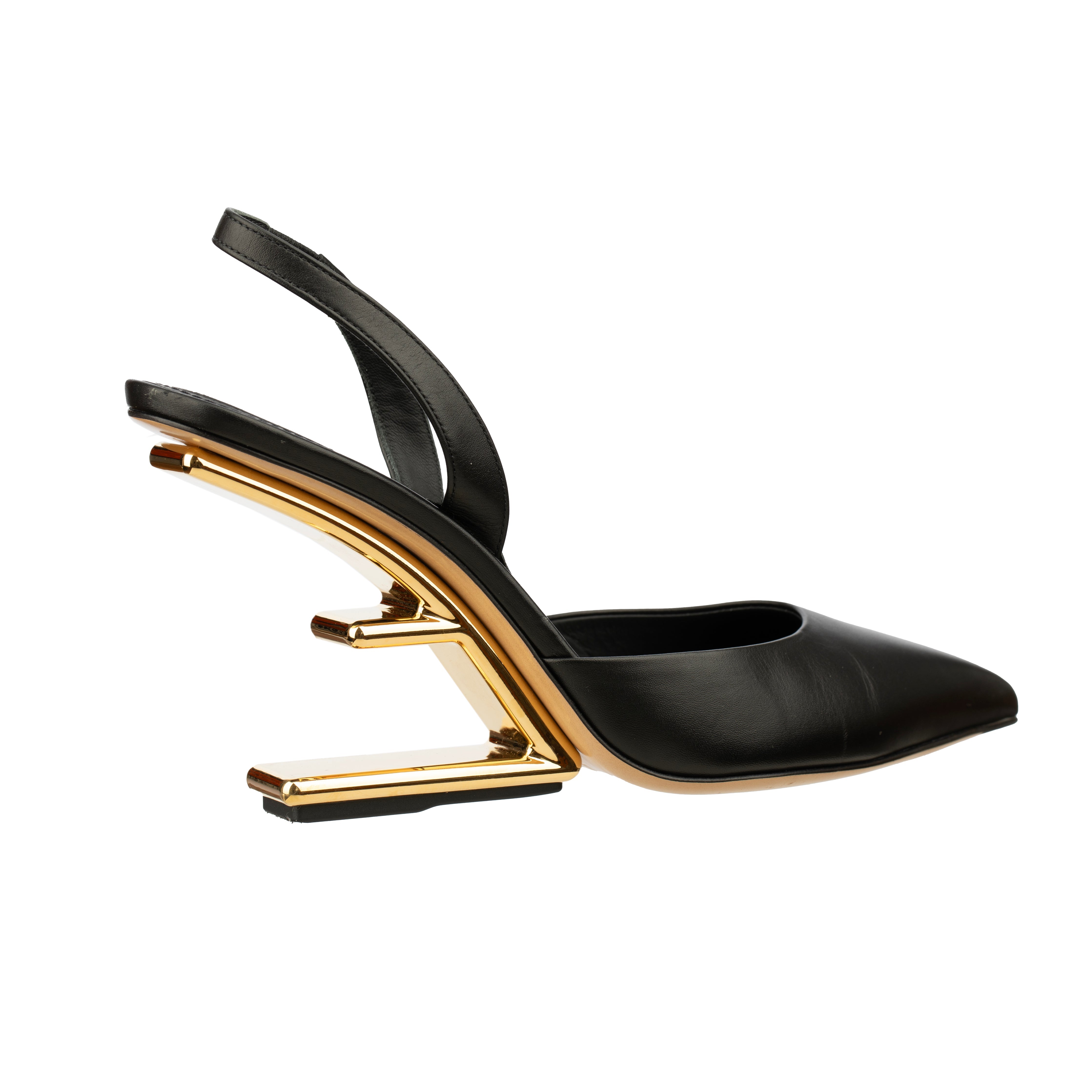 Fendi Pointed Leather Pumps In Black - Size | 39 IT
