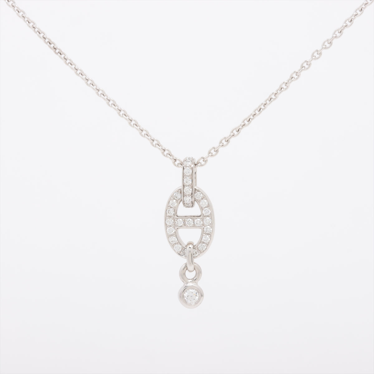 Hermès "Chaîne d'Ancre" Diamond Pendant Necklace in 18k White Gold