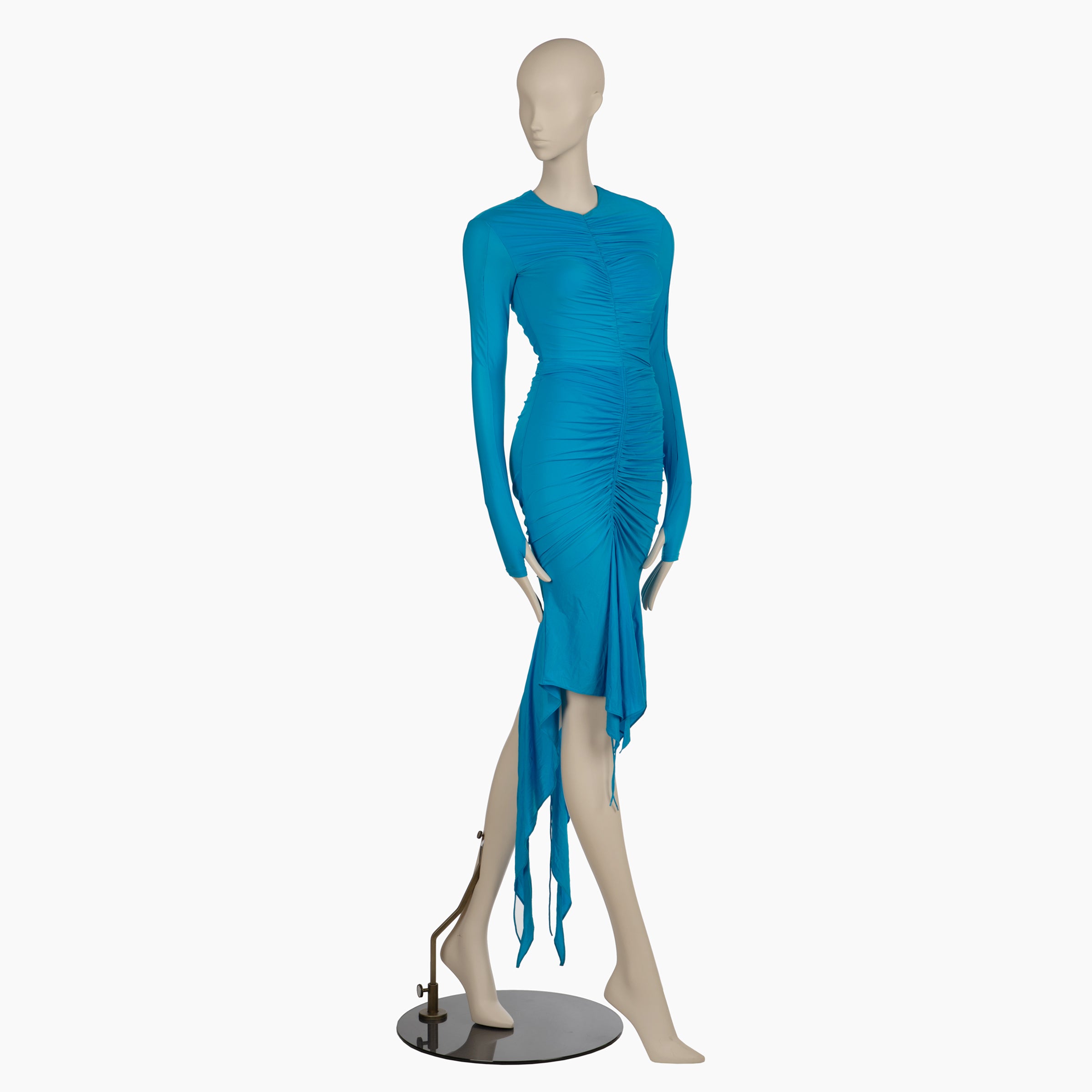 Alex Perry Marston Ruched Midi Dress in Blue Lycra