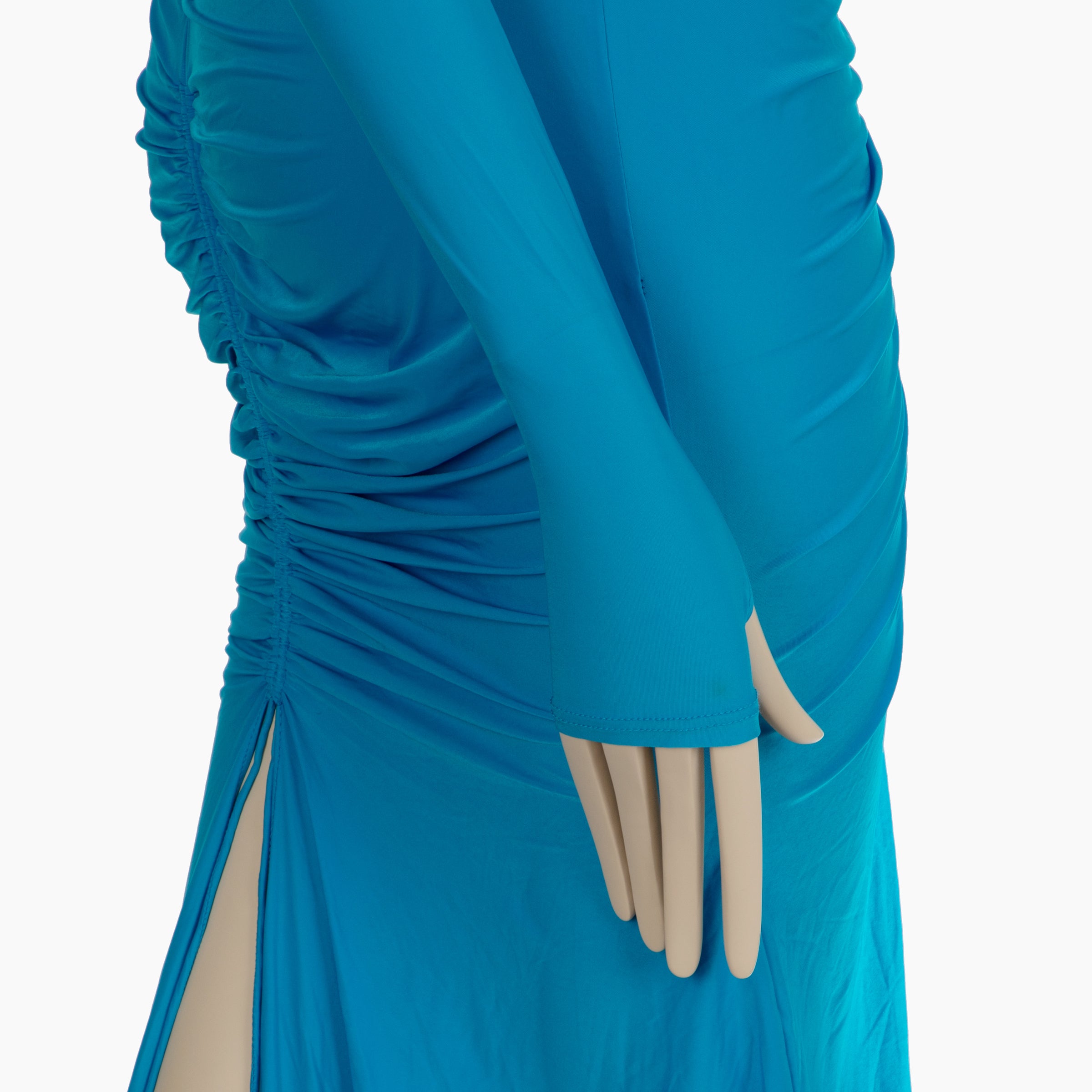 Alex Perry Marston Ruched Midi Dress in Blue Lycra