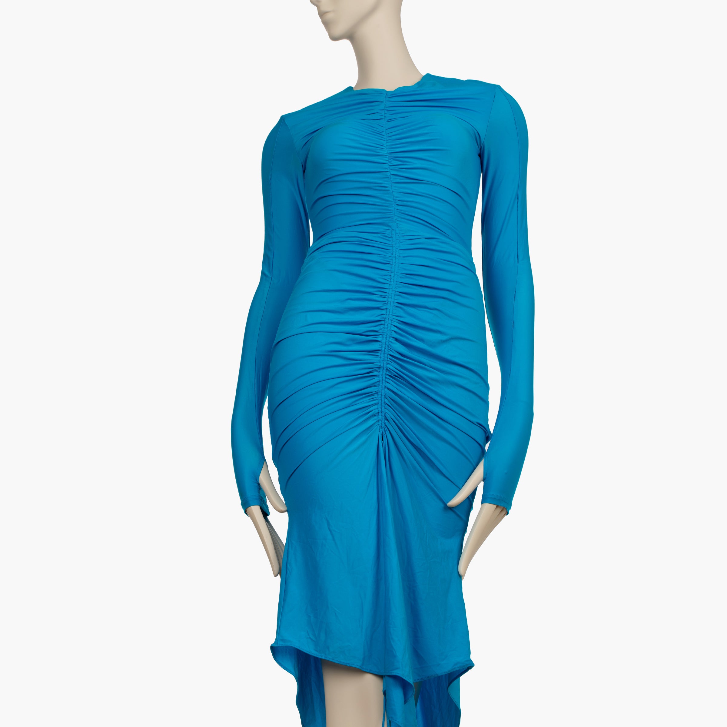 Alex Perry Marston Ruched Midi Dress in Blue Lycra