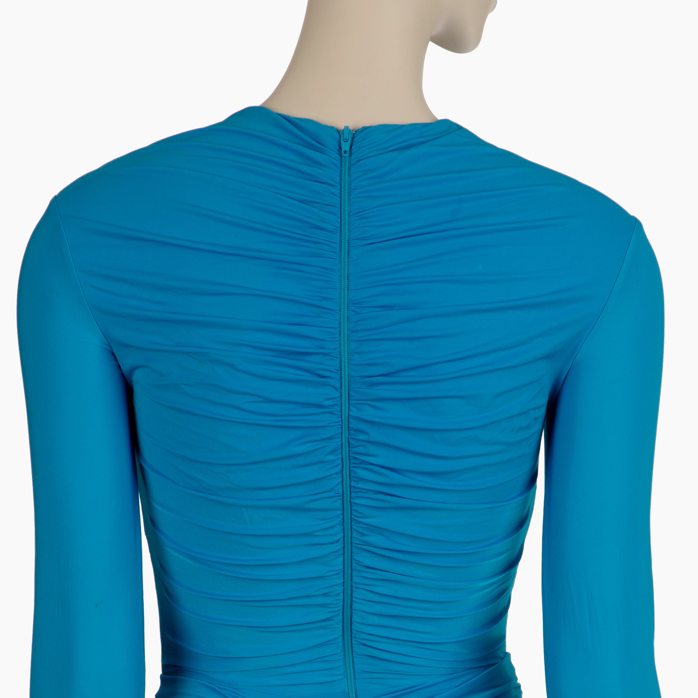 Alex Perry Marston Ruched Midi Dress in Blue Lycra