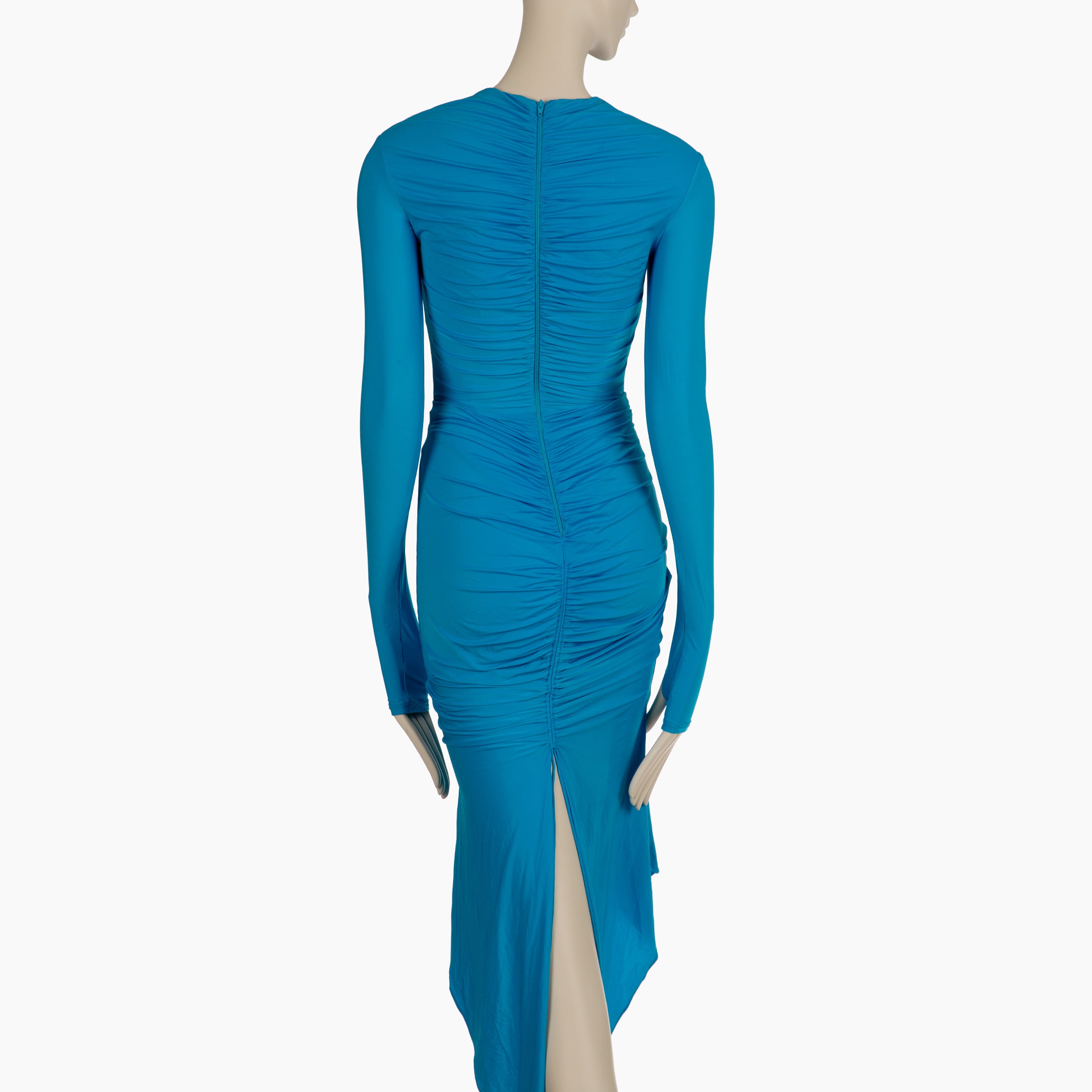 Alex Perry Marston Ruched Midi Dress in Blue Lycra