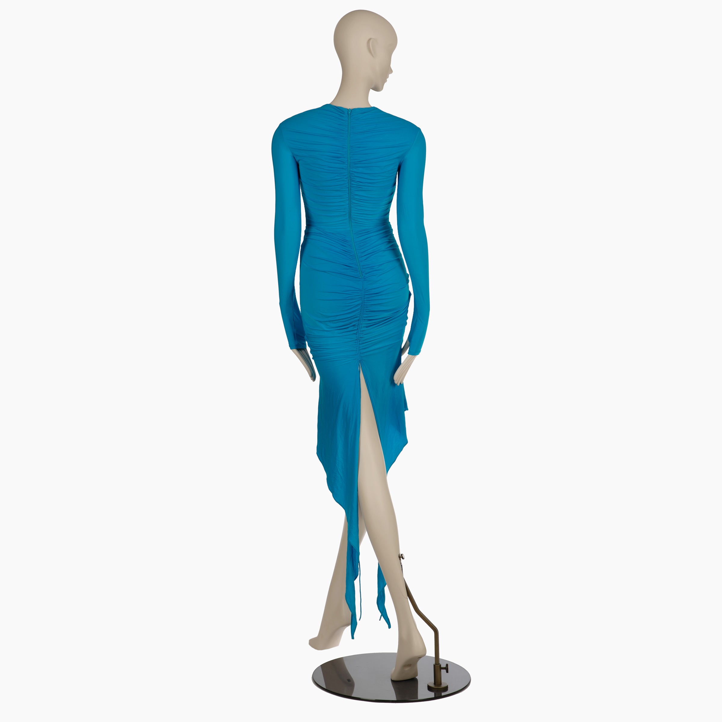 Alex Perry Marston Ruched Midi Dress in Blue Lycra