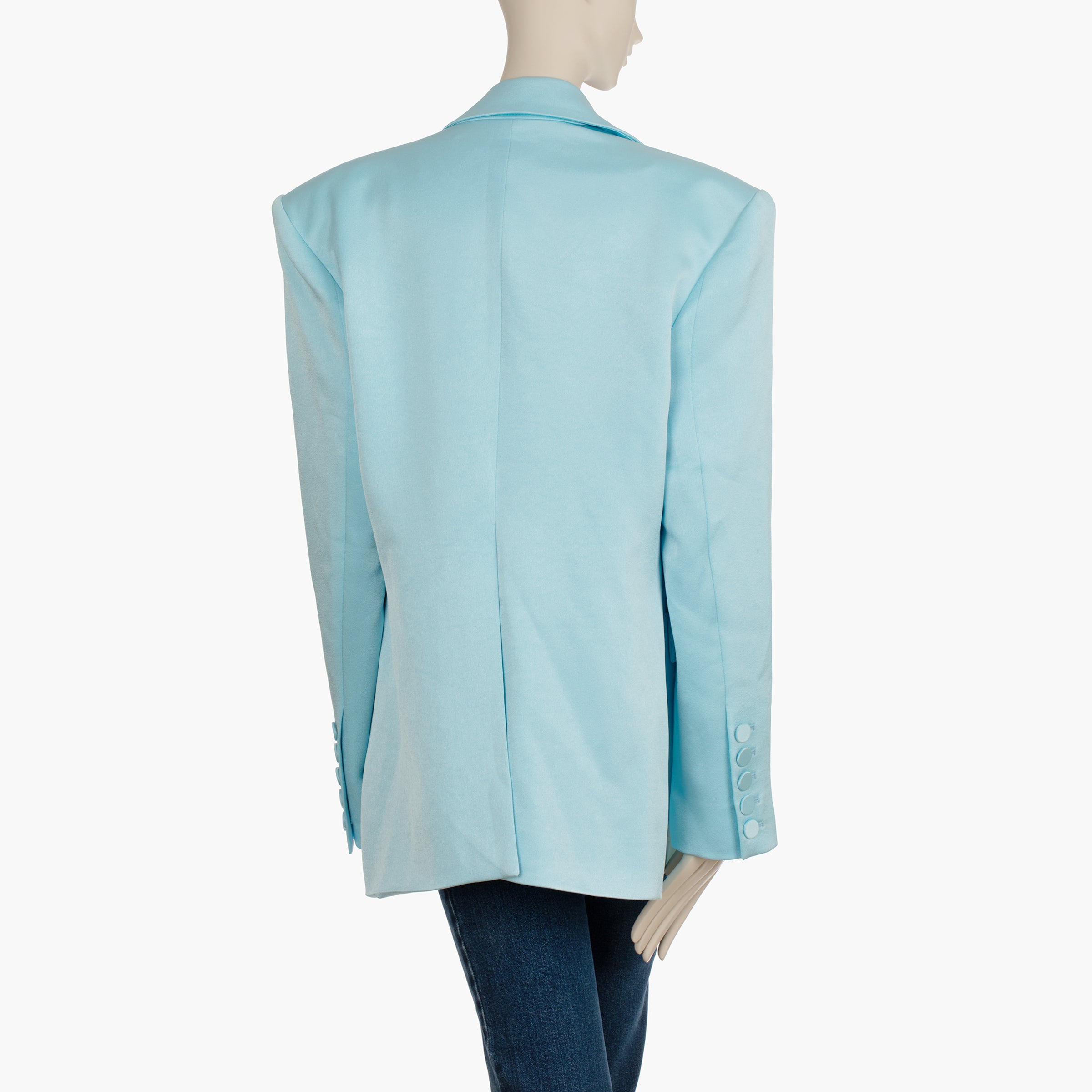 Alex Perry Pale Blue Wells Crepe Boyfriend Double Breasted Blazer