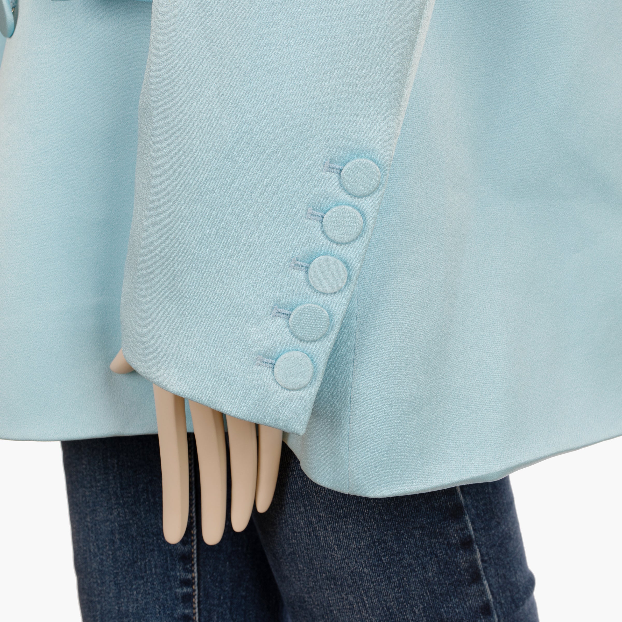 Alex Perry Pale Blue Wells Crepe Boyfriend Double Breasted Blazer