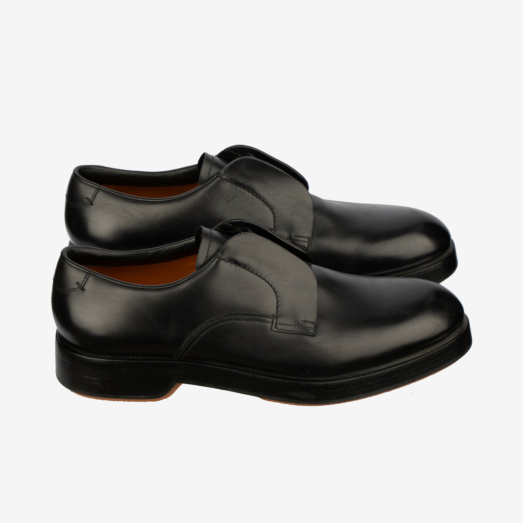 Zegna Men’s Udine Derby Shoes – Black Leather - Size 11 US