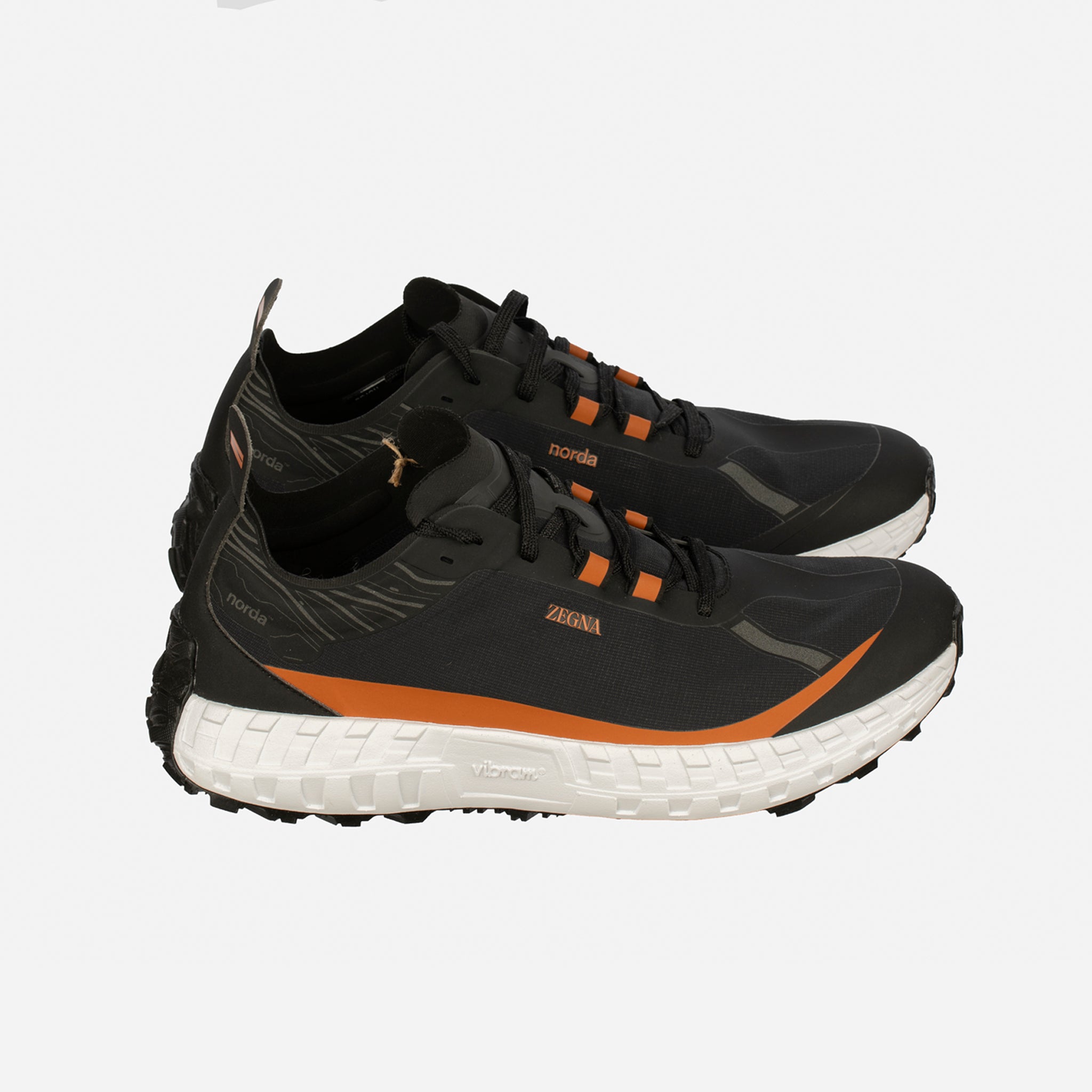 Zegna x Norda Vibram Men’s Sneakers – Black & Terracotta - Size 11 US
