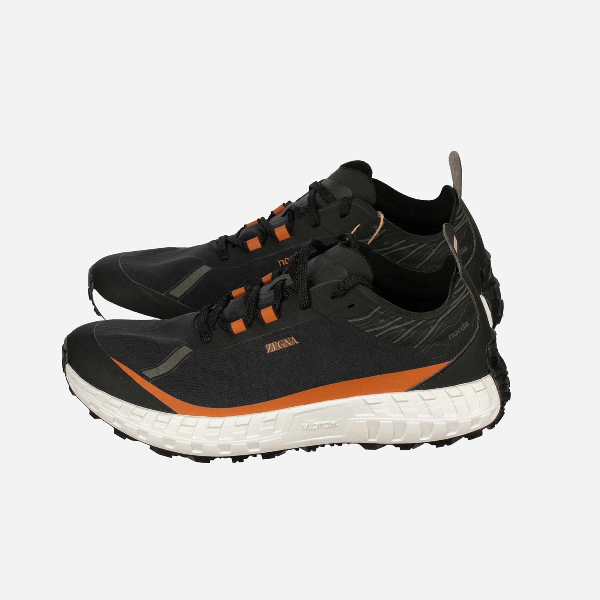 Zegna x Norda Vibram Men’s Sneakers – Black & Terracotta - Size 11 US