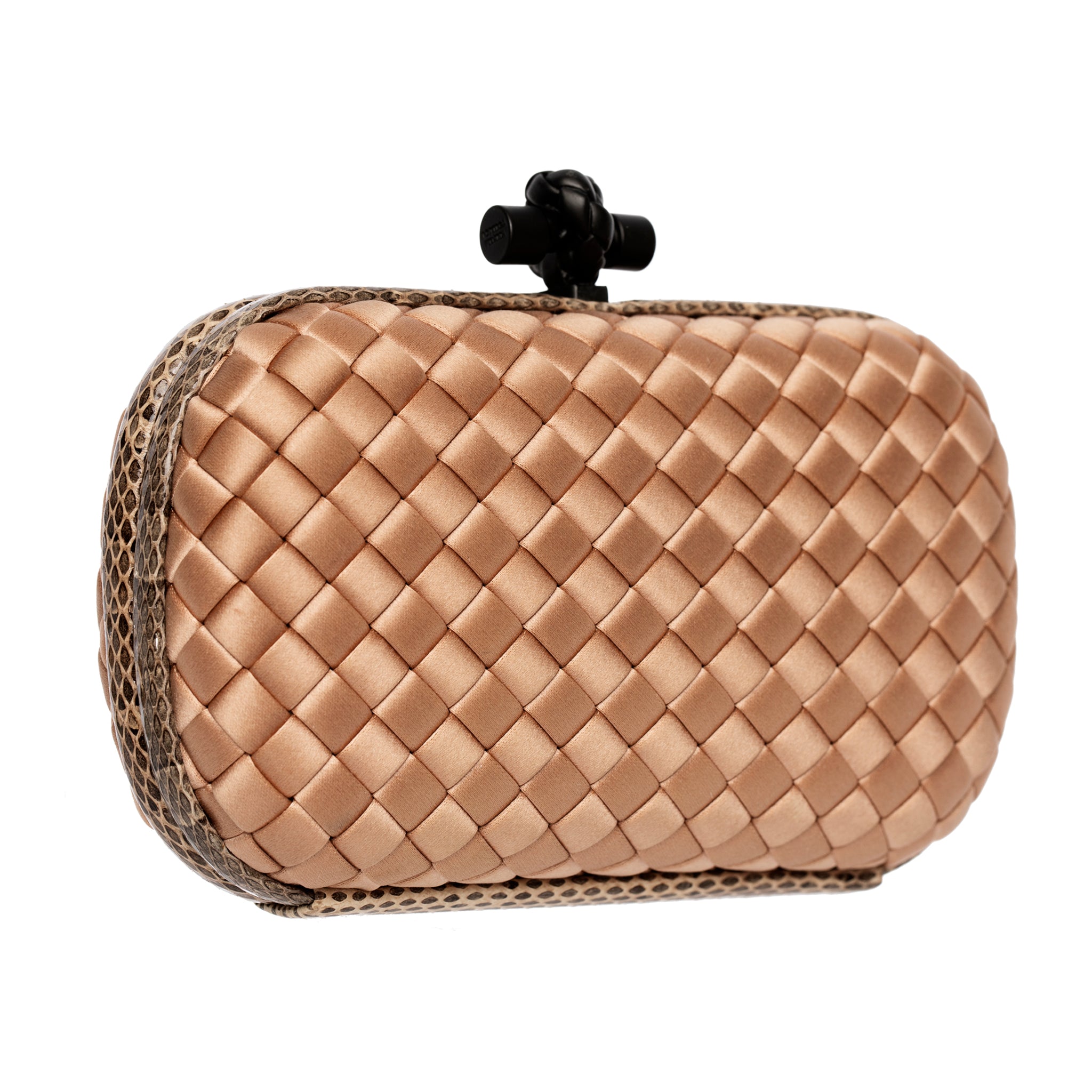 Bottega Veneta Intrecciato Knot Clutch In Dusty Pink