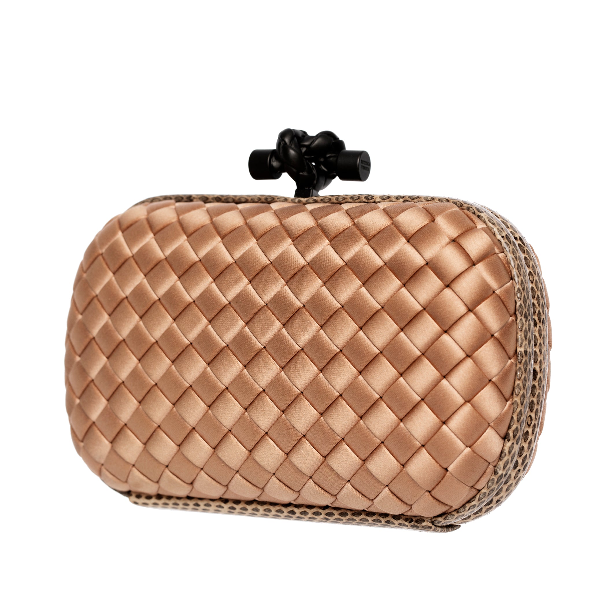 Bottega Veneta Intrecciato Knot Clutch In Dusty Pink