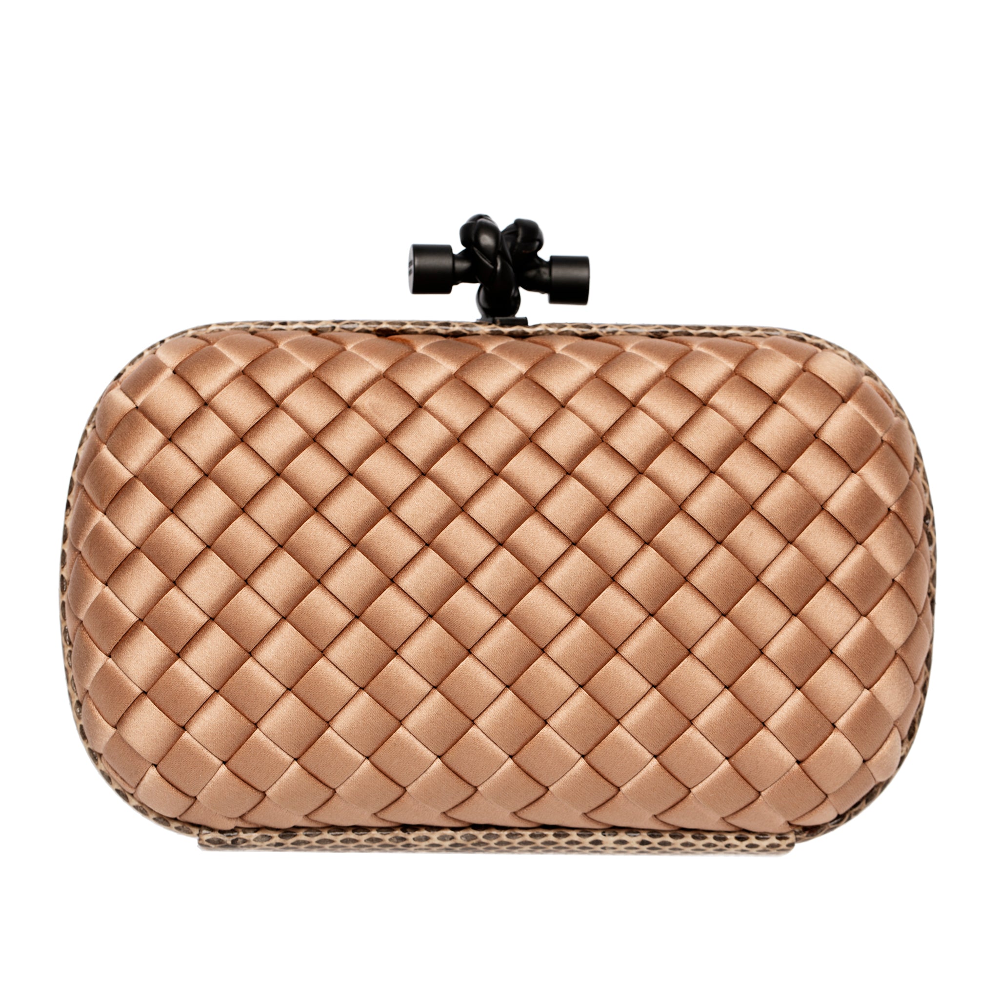 Bottega Veneta Intrecciato Knot Clutch In Dusty Pink