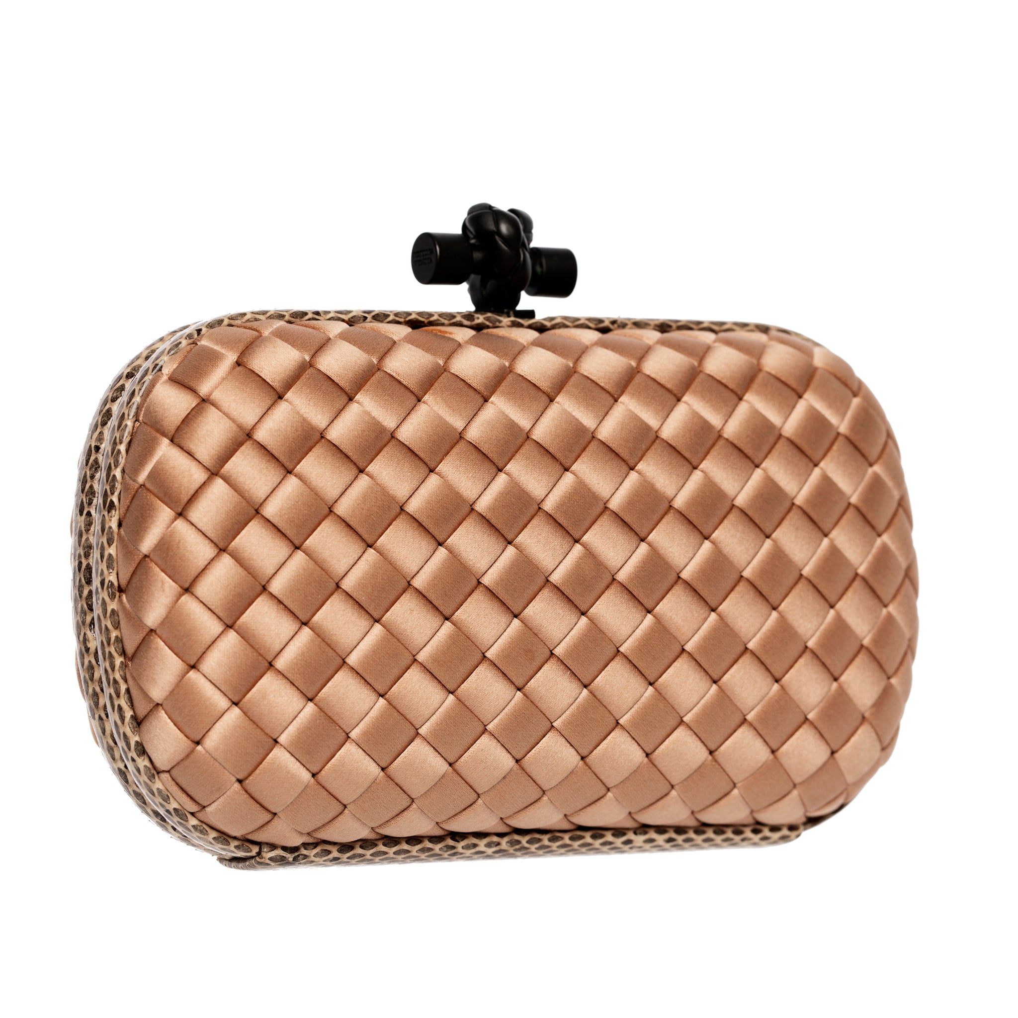 Bottega Veneta Intrecciato Knot Clutch In Dusty Pink