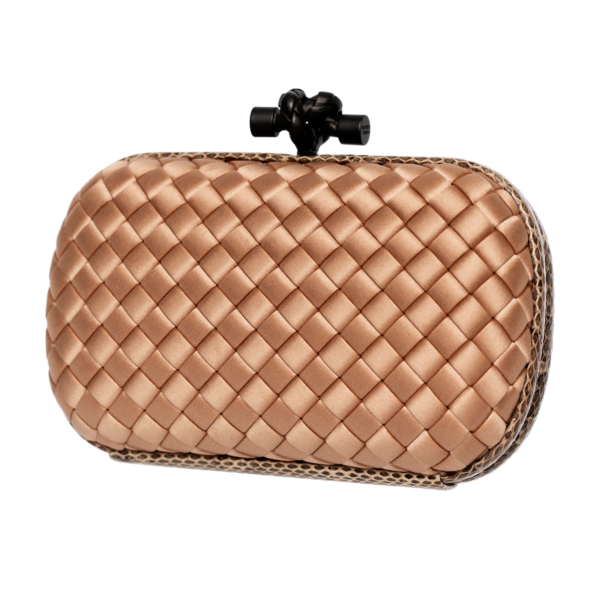 Bottega Veneta Intrecciato Knot Clutch In Dusty Pink