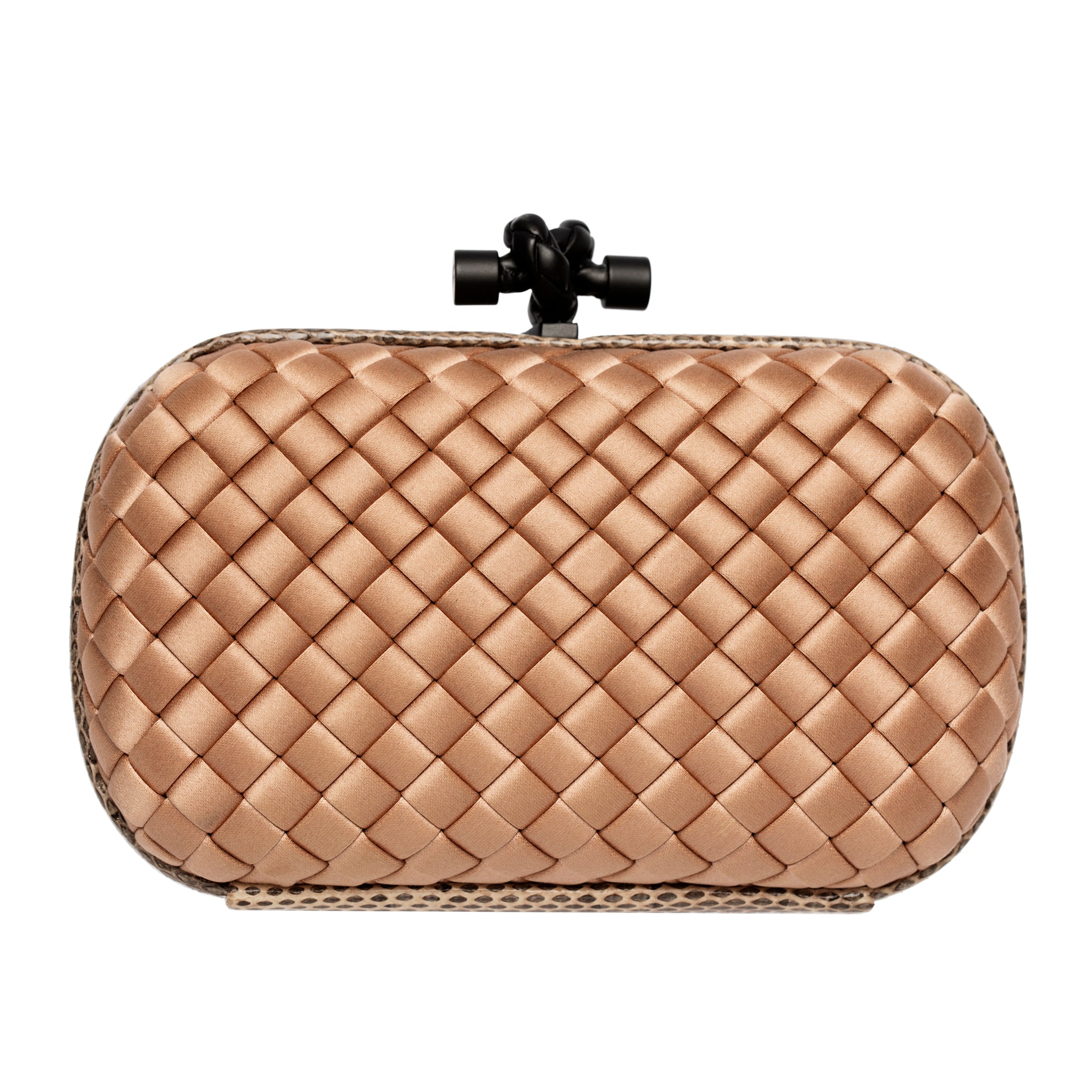 Bottega Veneta Intrecciato Knot Clutch In Dusty Pink