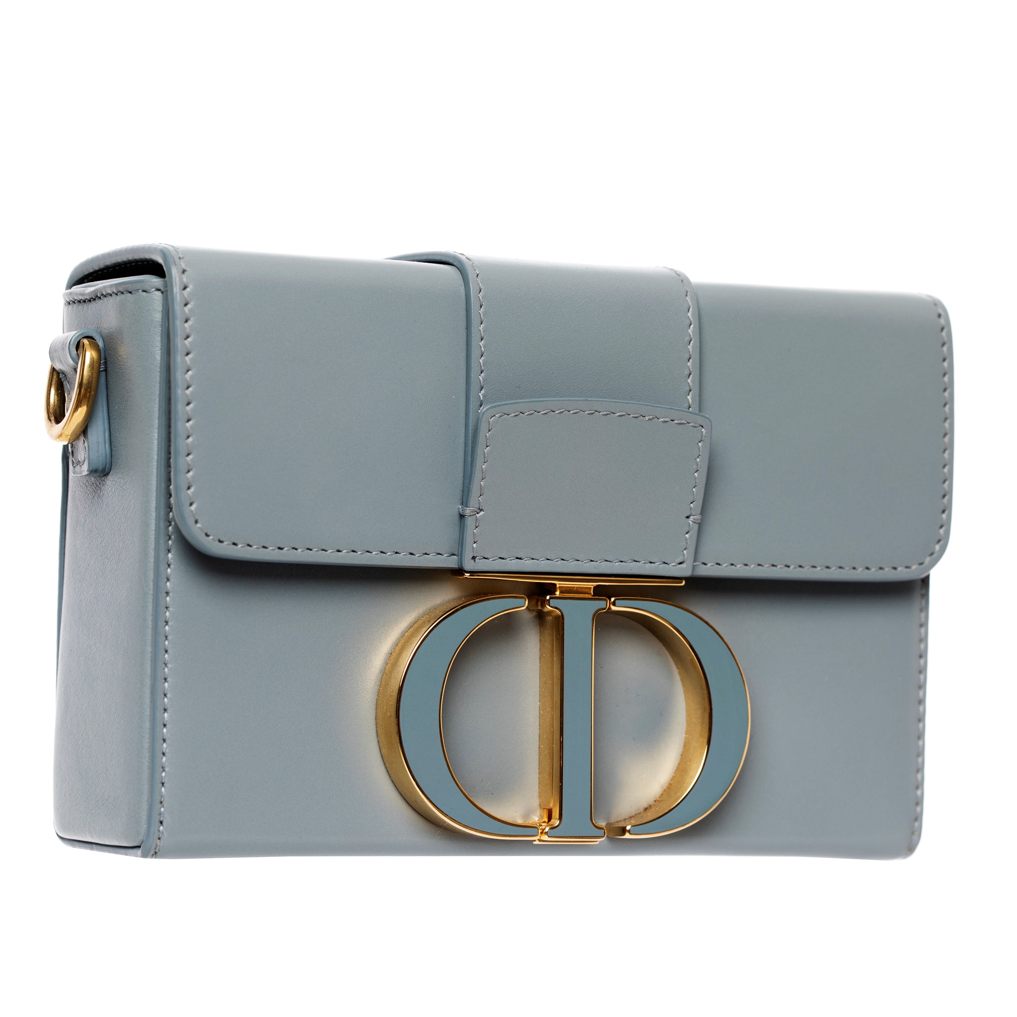 Christian Dior 30 Montaigne Bag Blue-Grey Leather Gold Tone Hardware