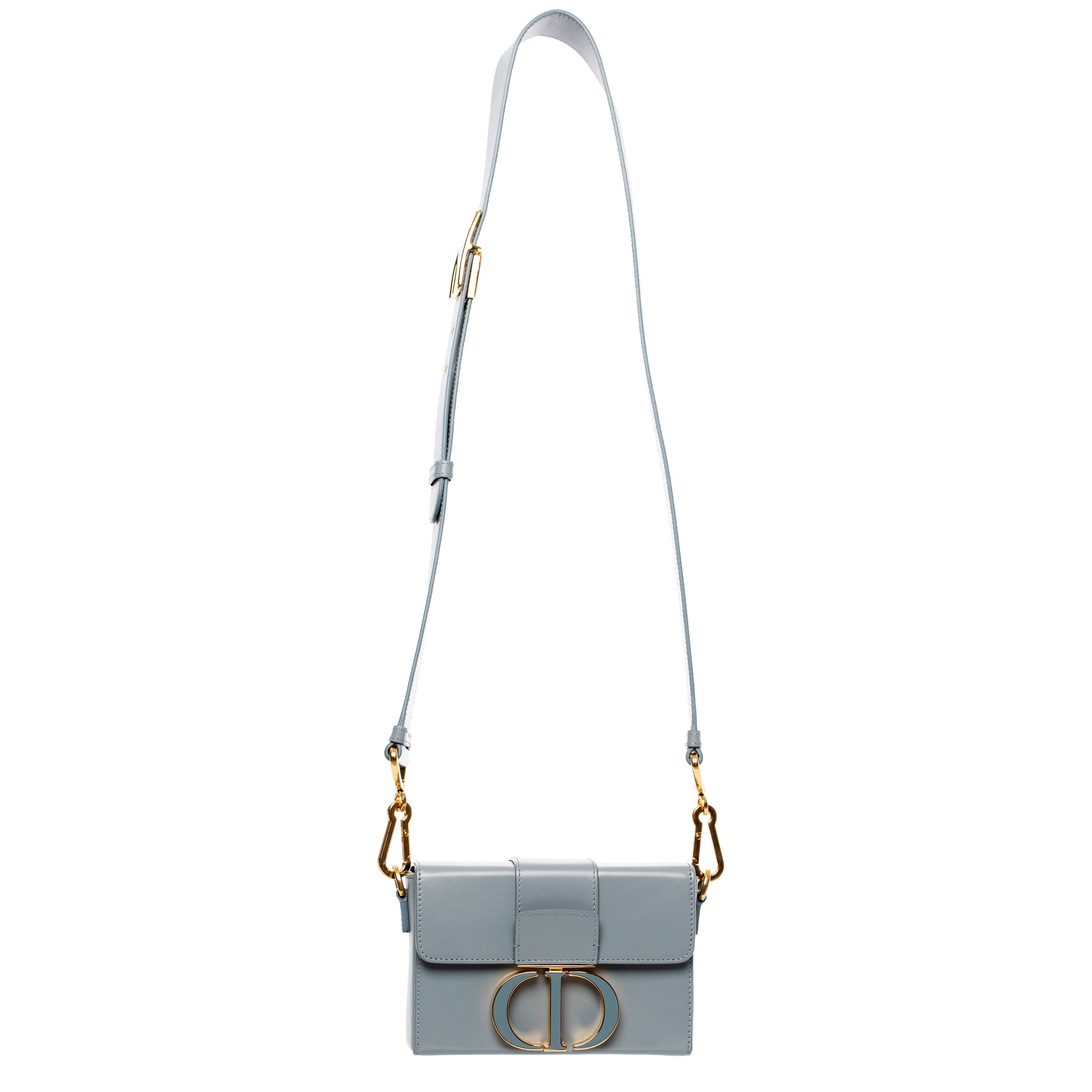 Christian Dior 30 Montaigne Bag Blue-Grey Leather Gold Tone Hardware