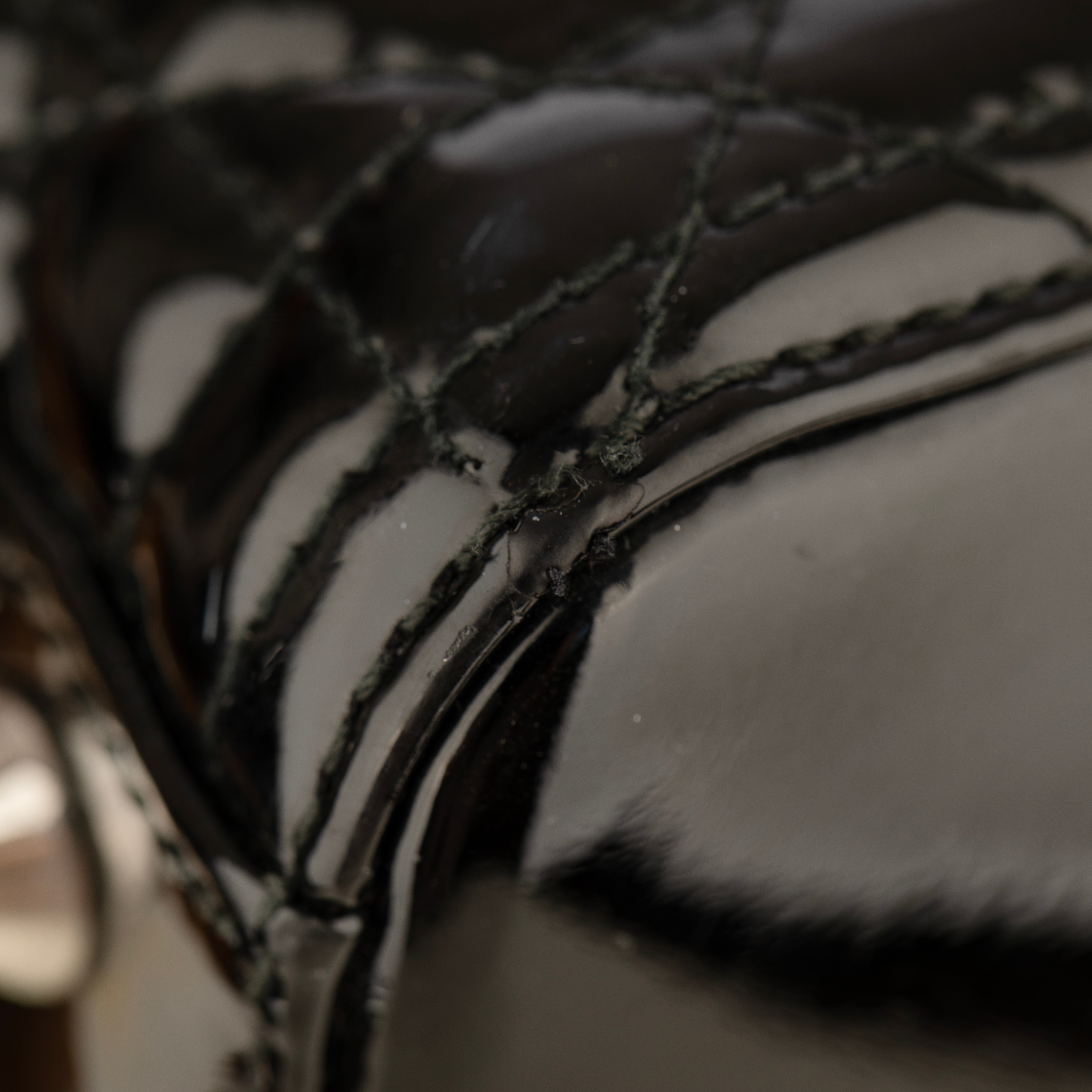 Christian Dior Large Quilted Lady Dior Handbag Black Patent Leather Silver Tone Hardware