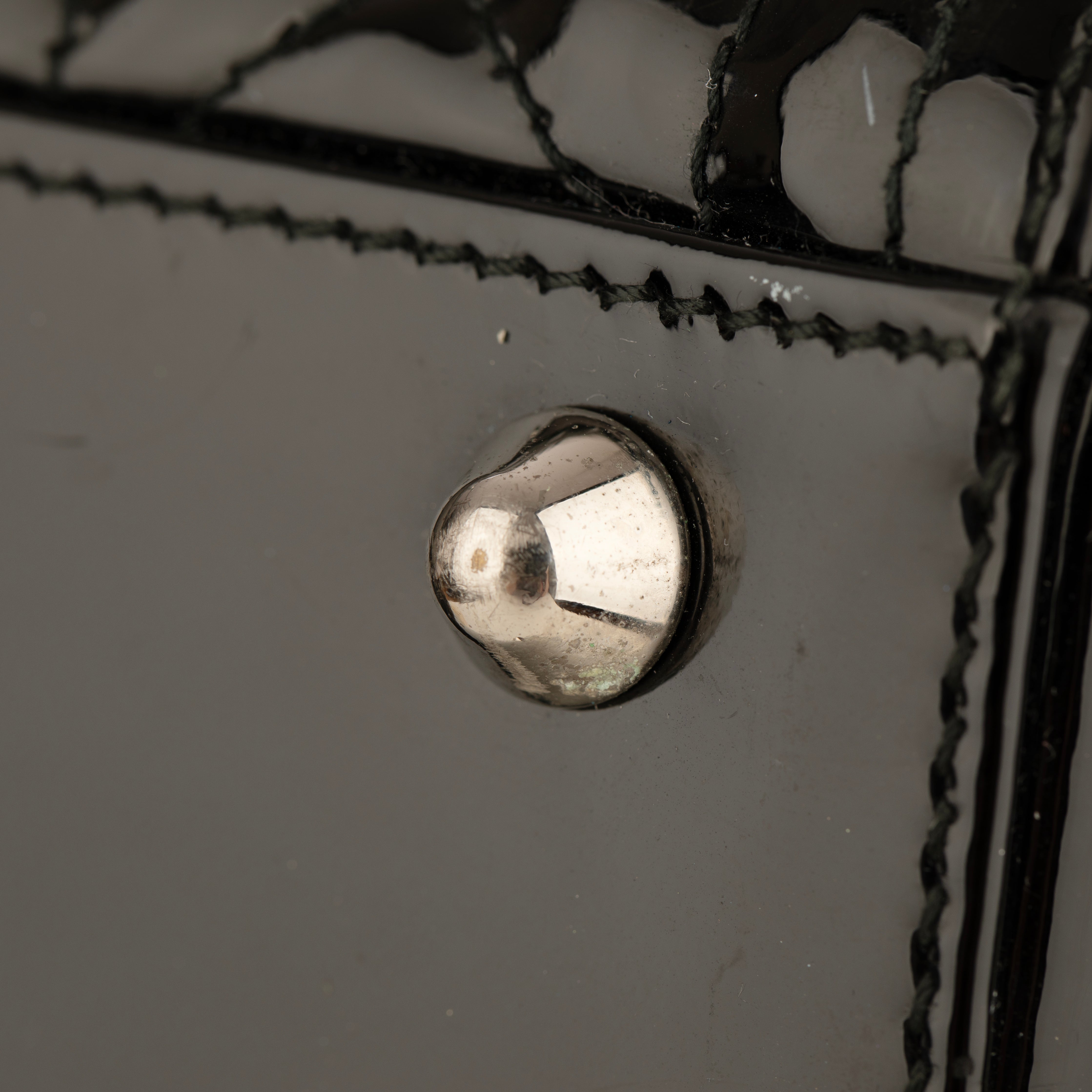 Christian Dior Large Quilted Lady Dior Handbag Black Patent Leather Silver Tone Hardware