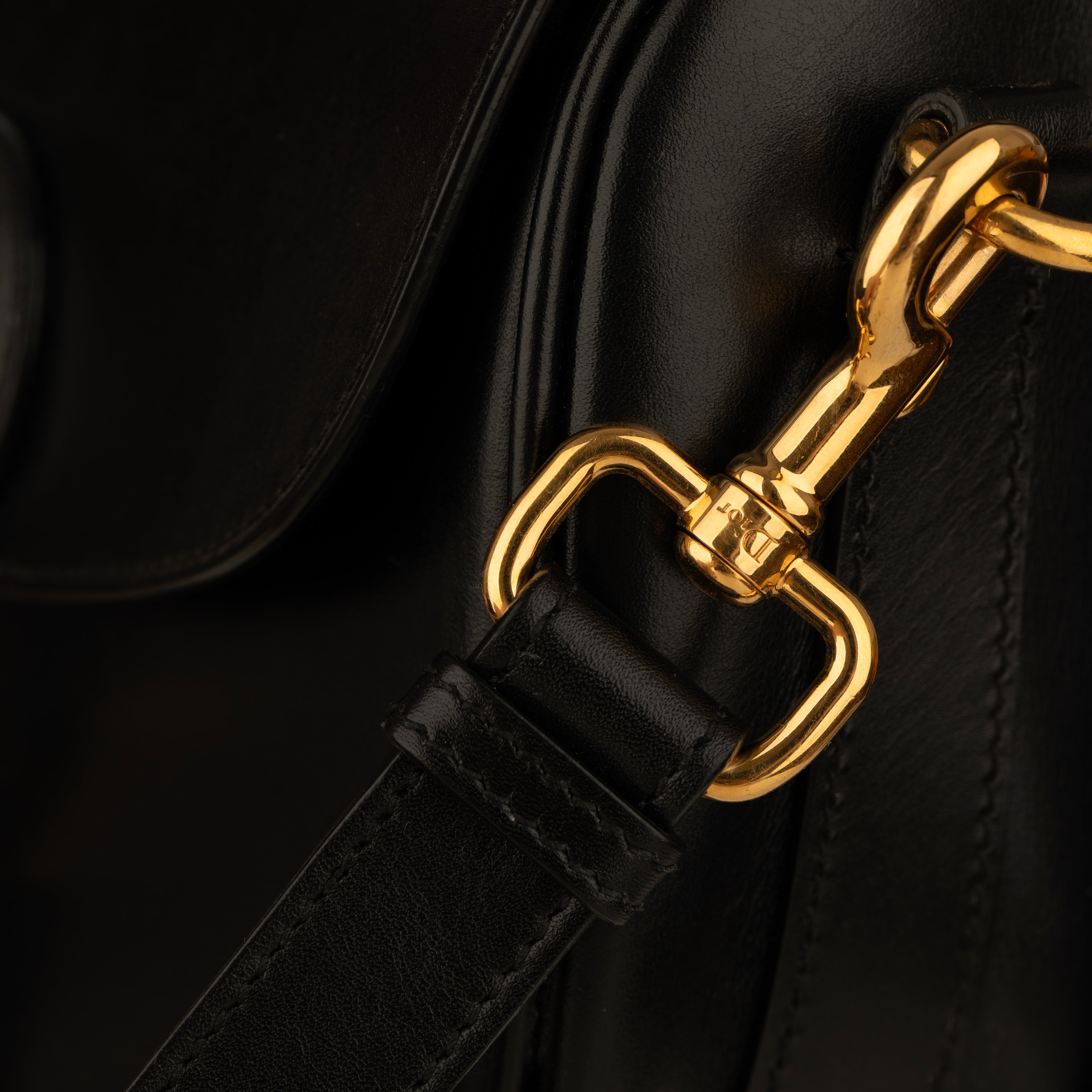 Christian Dior Medium Bobby Bag Black Leather Gold Tone Hardware