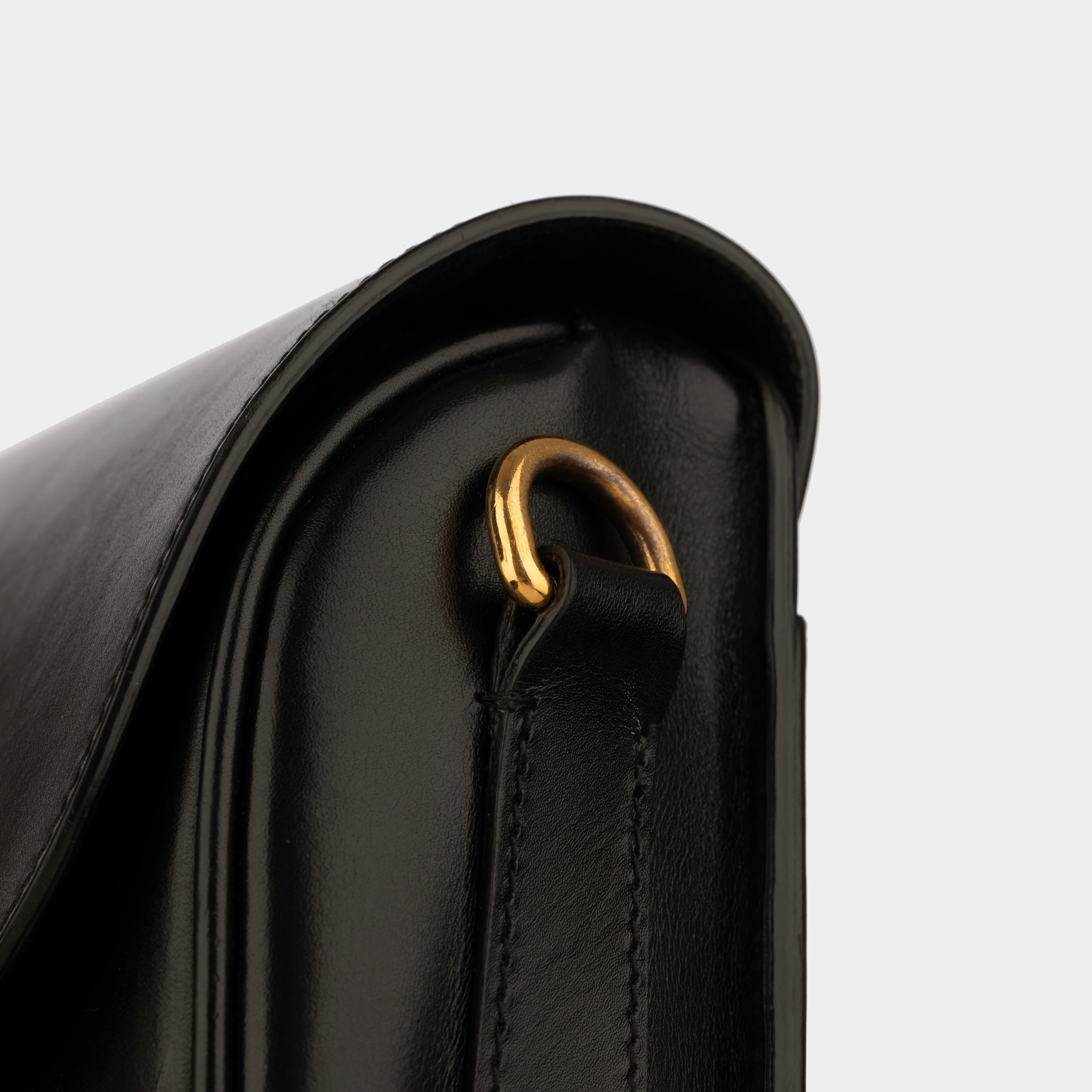 Christian Dior Medium Bobby Bag Black Leather Gold Tone Hardware