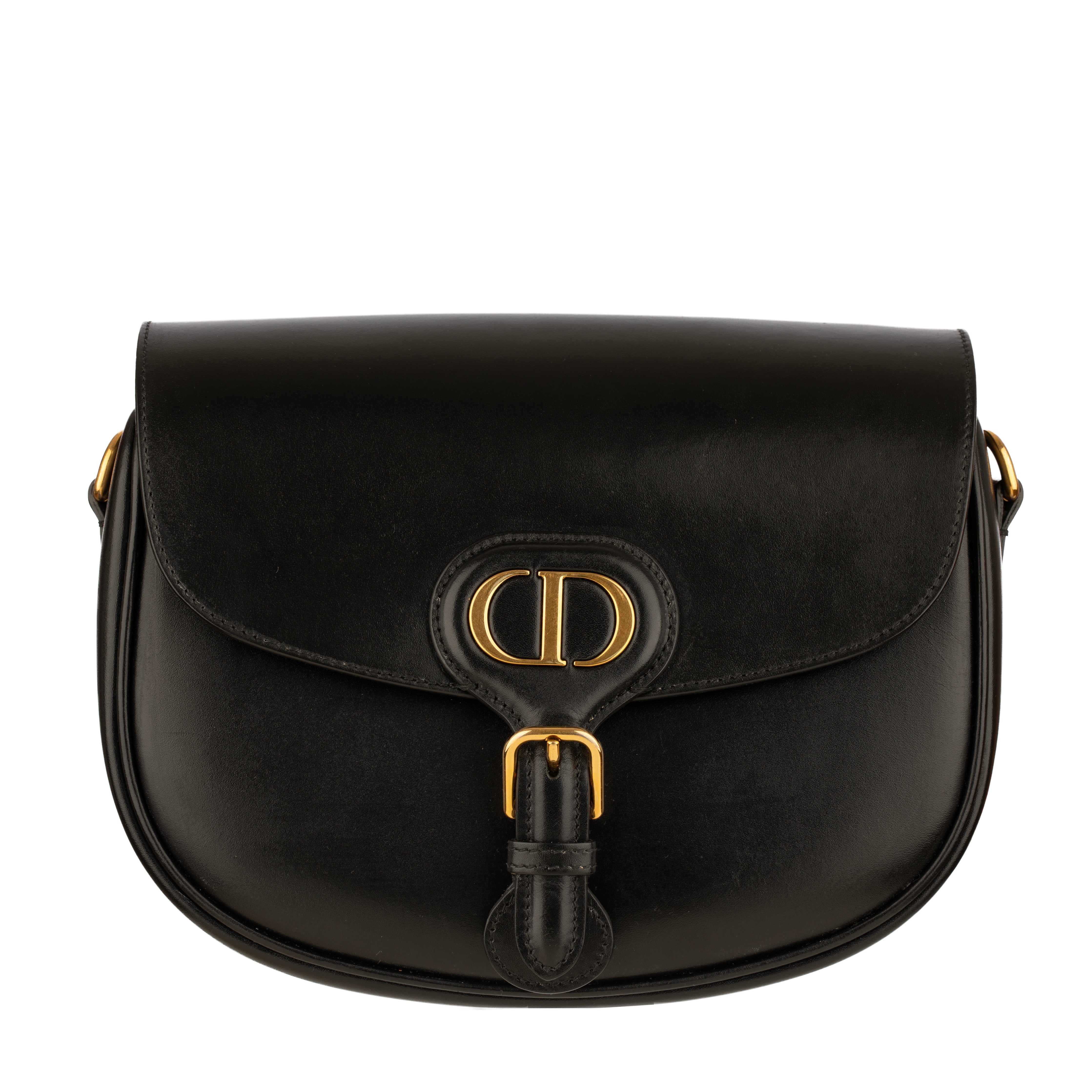 Christian Dior Medium Bobby Bag Black Leather Gold Tone Hardware