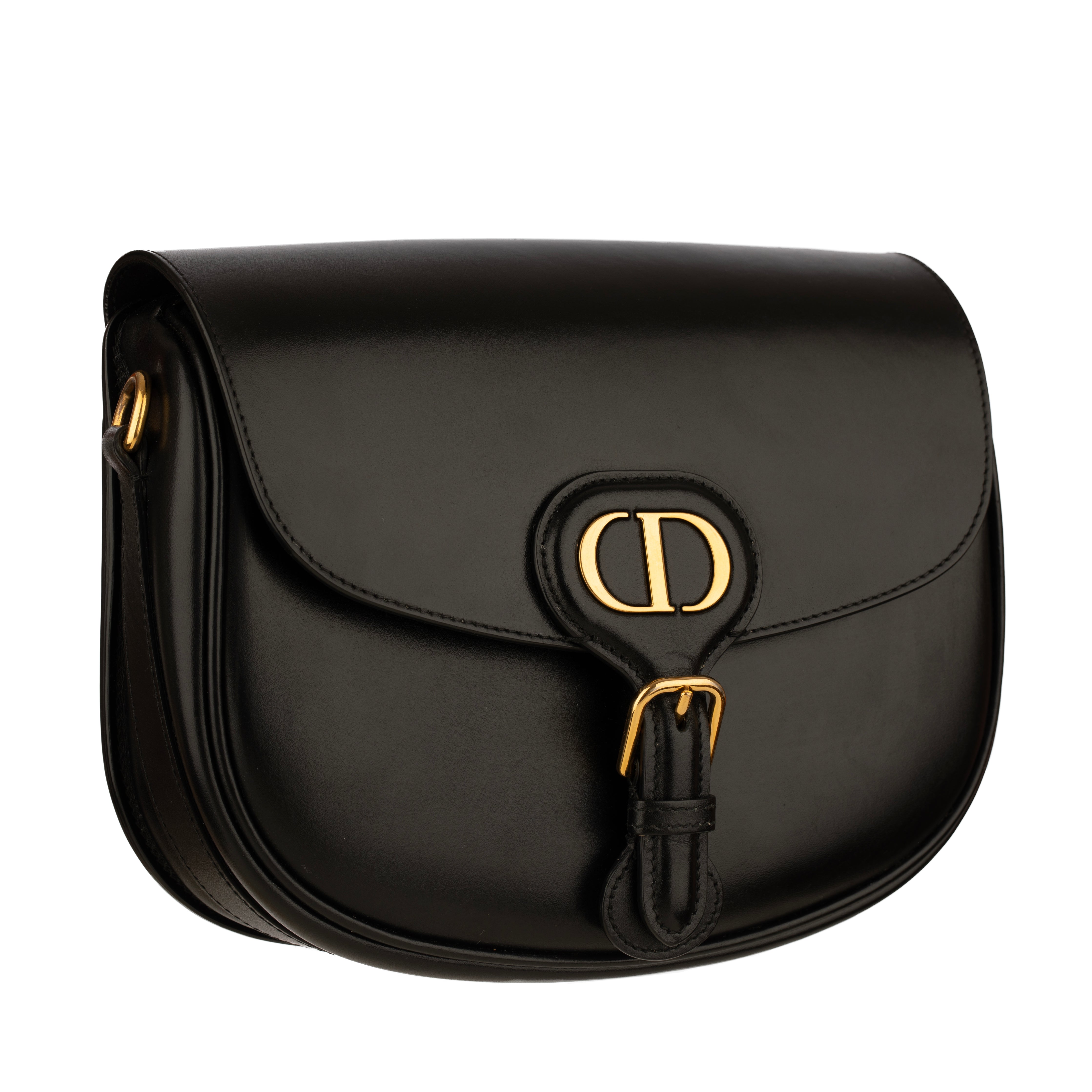 Christian Dior Medium Bobby Bag Black Leather Gold Tone Hardware