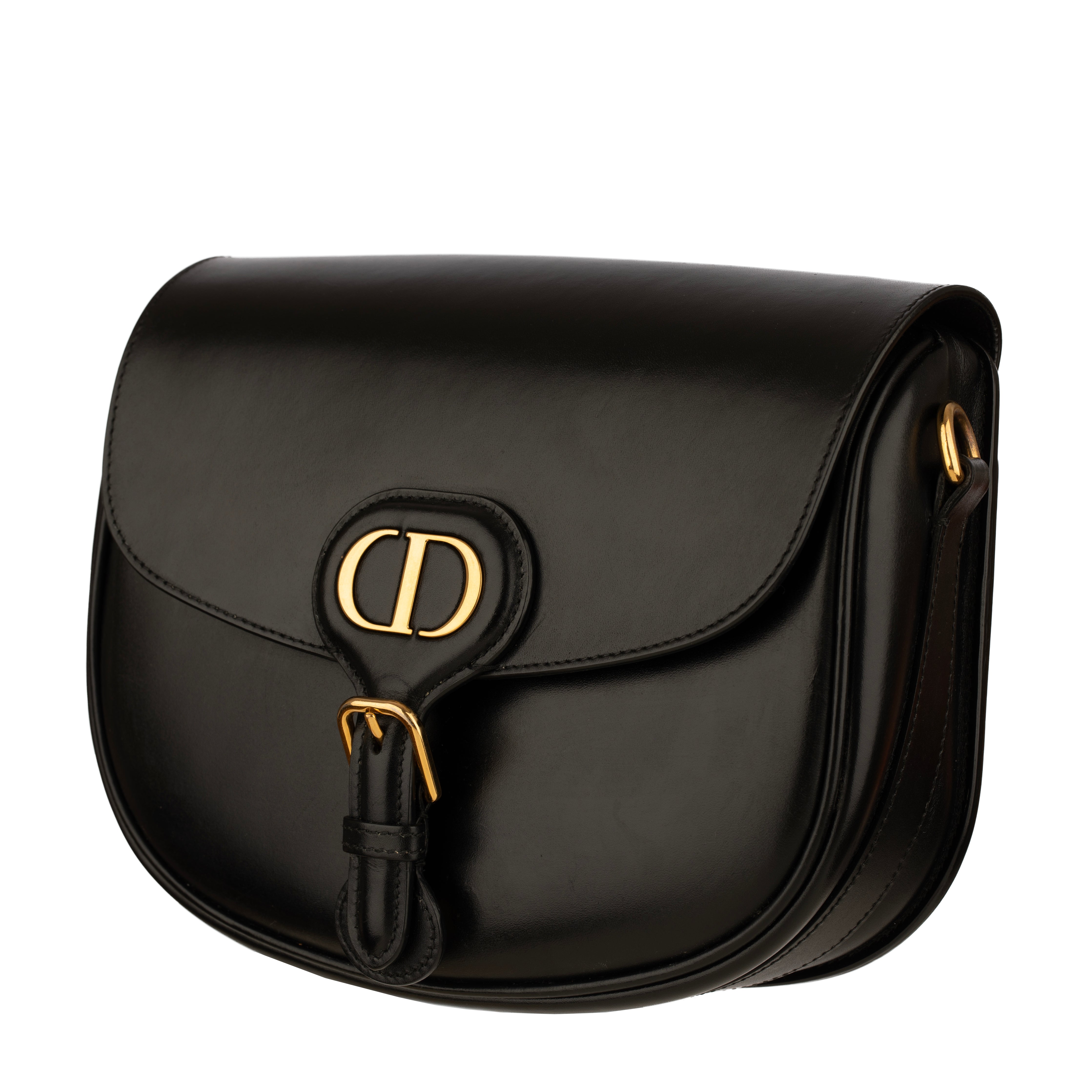 Christian Dior Medium Bobby Bag Black Leather Gold Tone Hardware