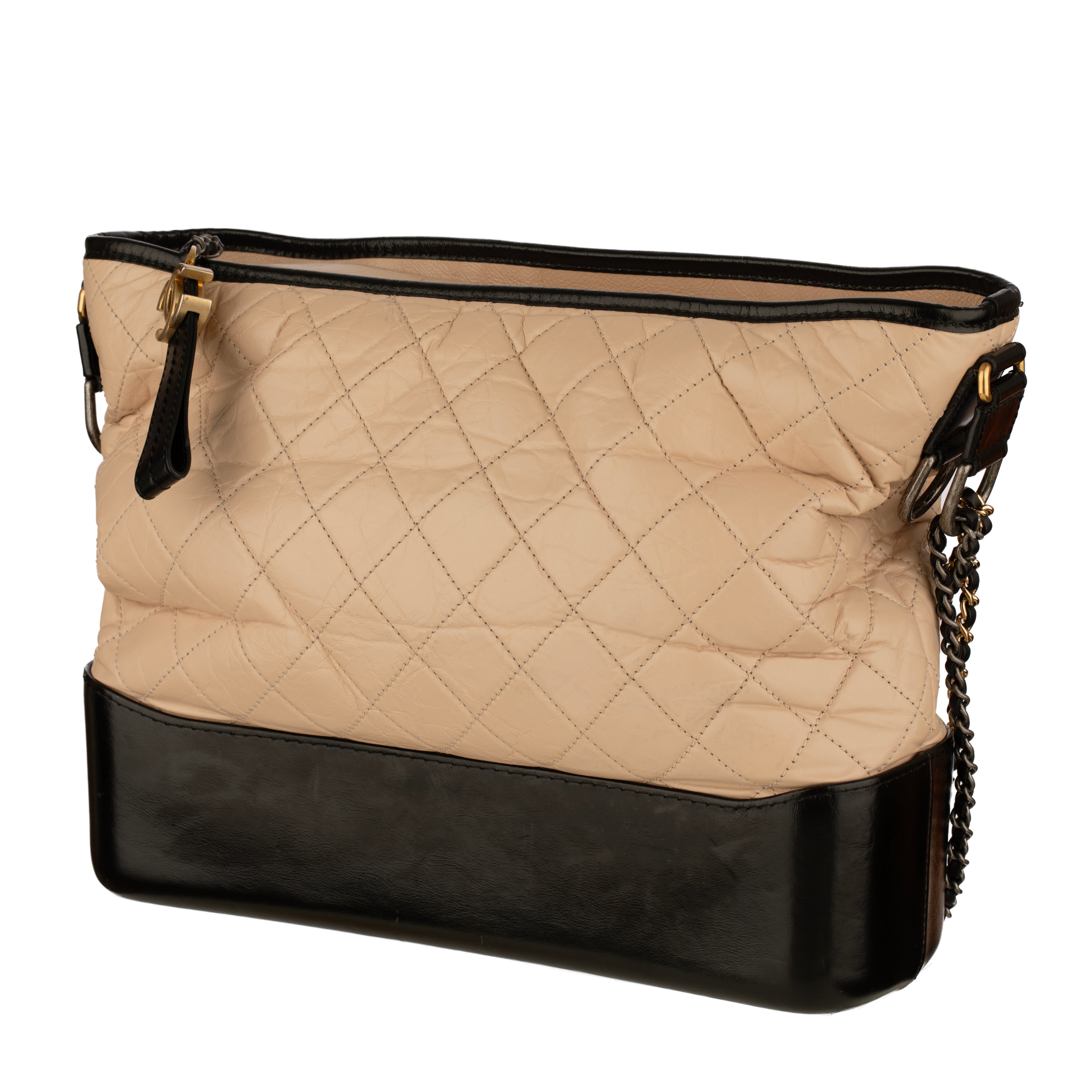 Chanel Gabrielle Large Hobo Bag in Black and Beige Quilted Leather